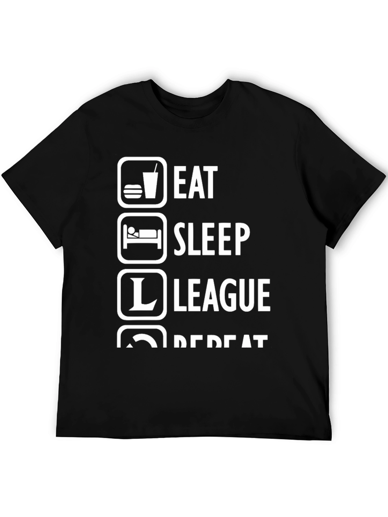 Black Eat Sleep League Repeat Black T-Shirt view 5