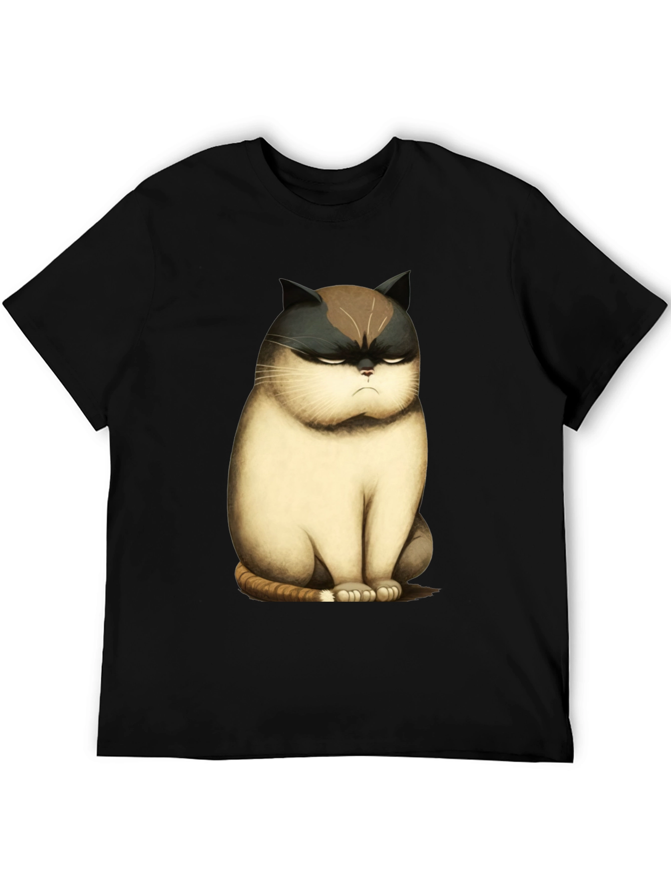 Black Grumpy Cat T-Shirt - Funny Cartoon Cat Tee view 5