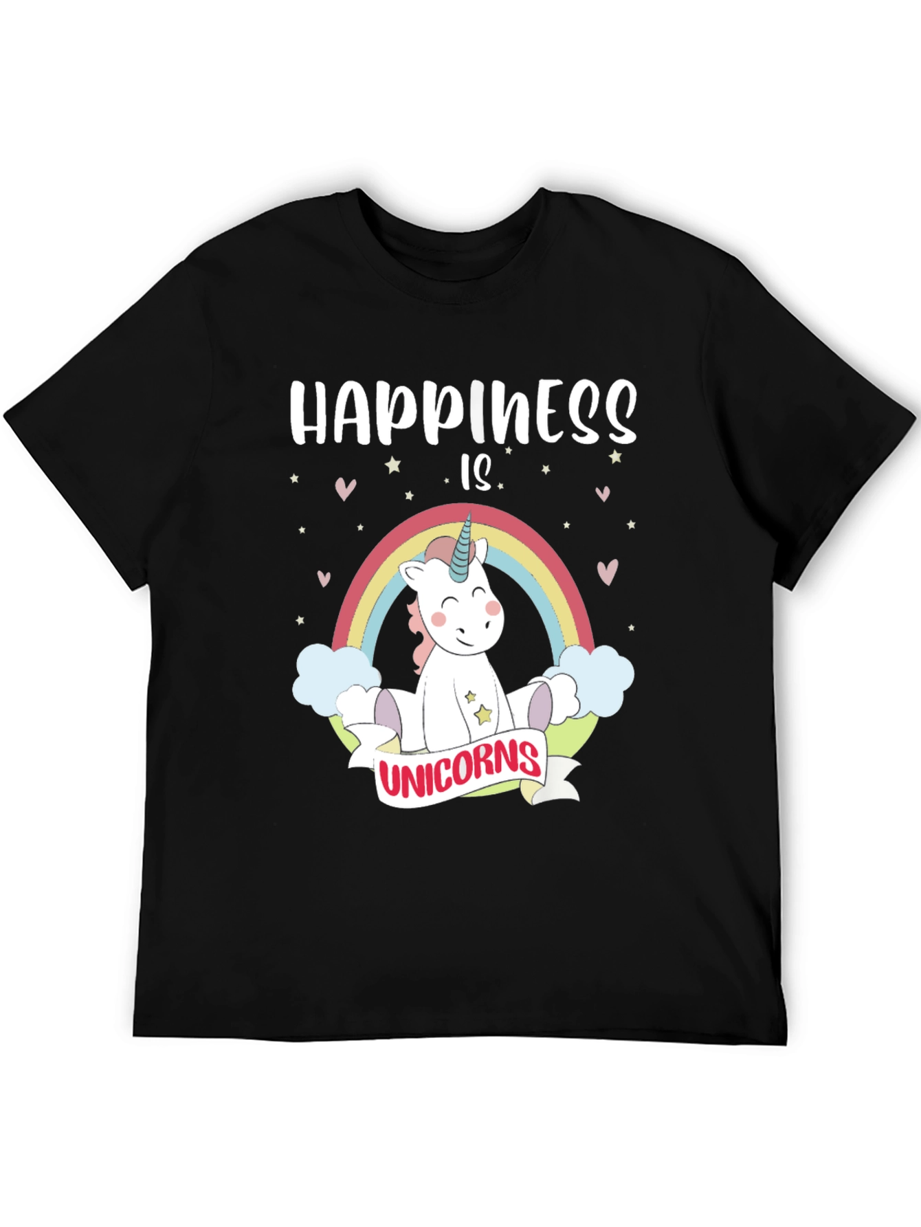 Black Happiness Is Unicorns Graphic T-Shirt view 5