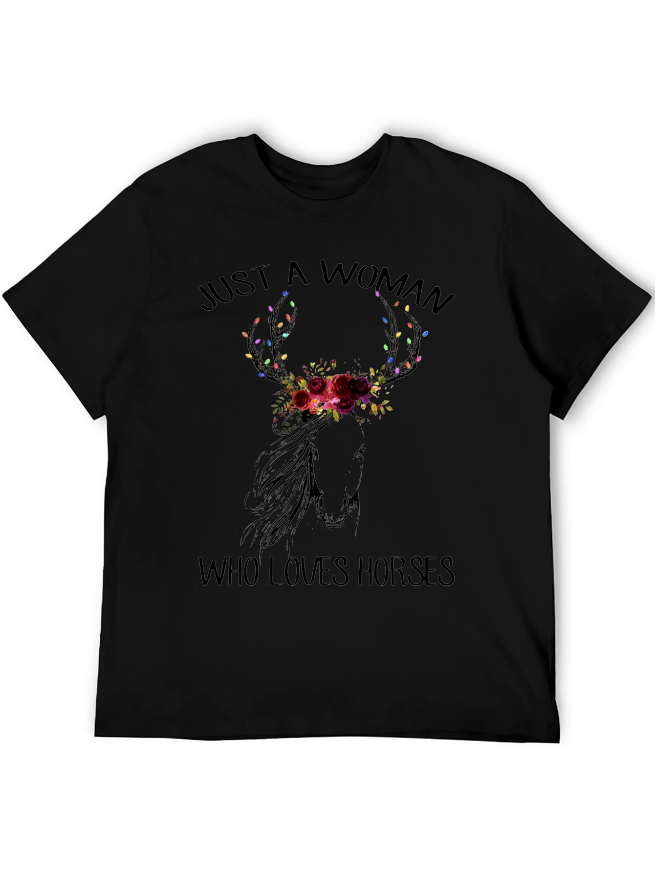 Black Just A Woman Who Loves Horses T-Shirt view 5