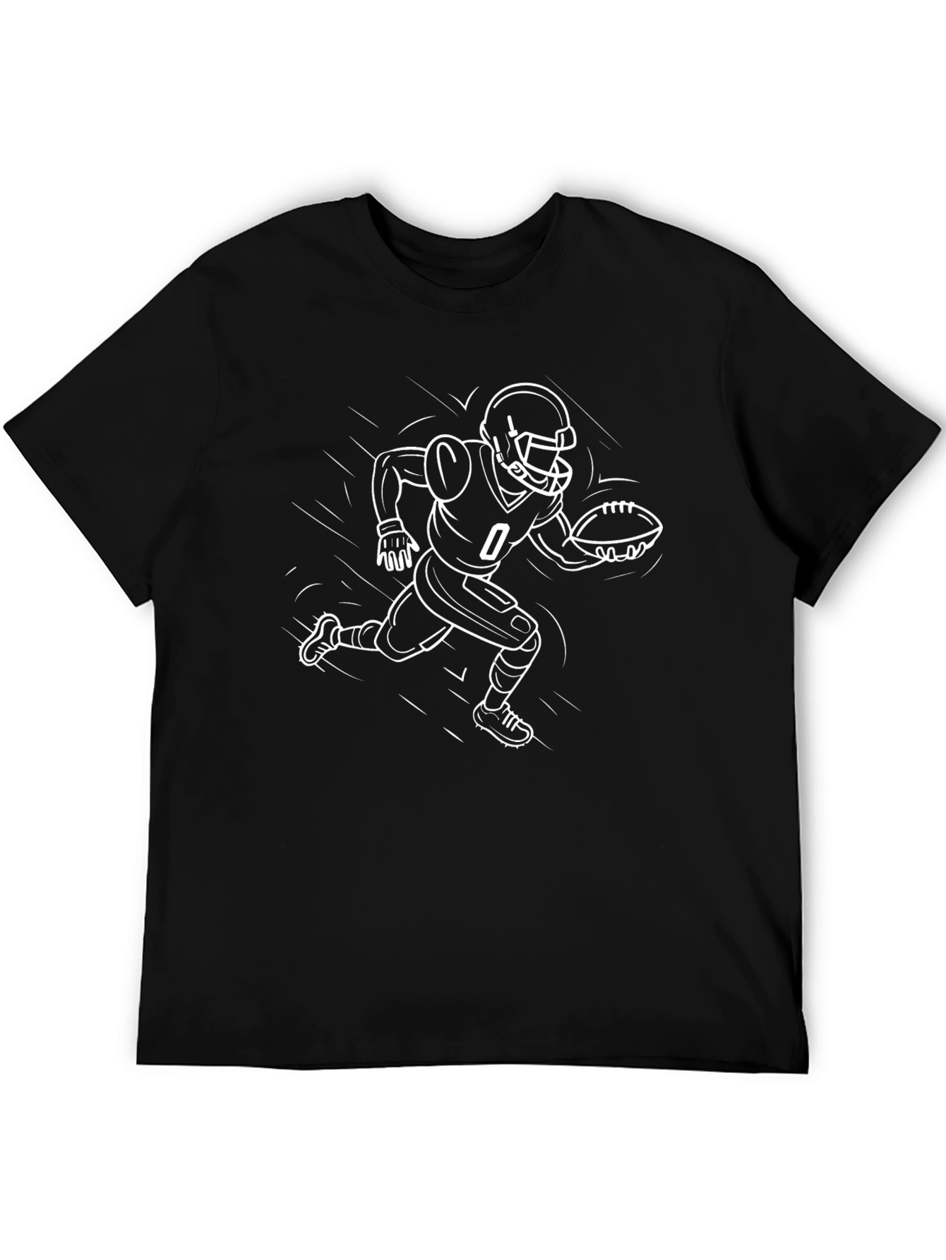 Black Football Player Graphic T-Shirt - Black Cotton Tee view 5