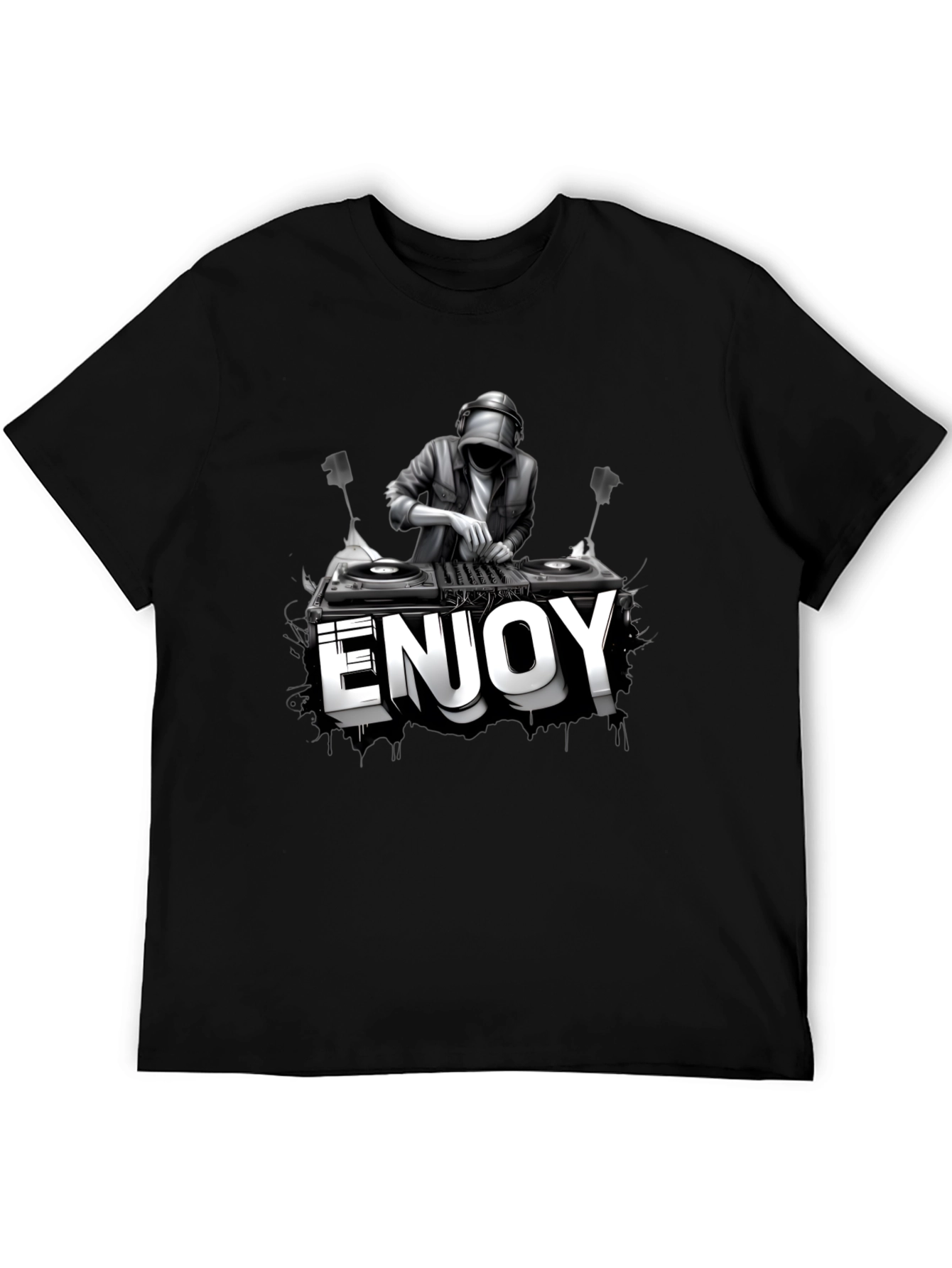 Black DJ Enjoy Graphic Black T-Shirt view 5