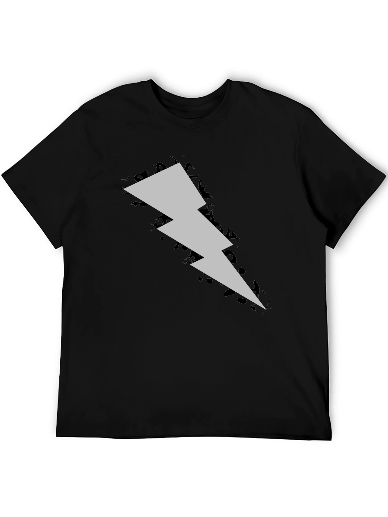 Black Lightning Bolt Graphic Tee - Black Cotton Casual Shirt view 5