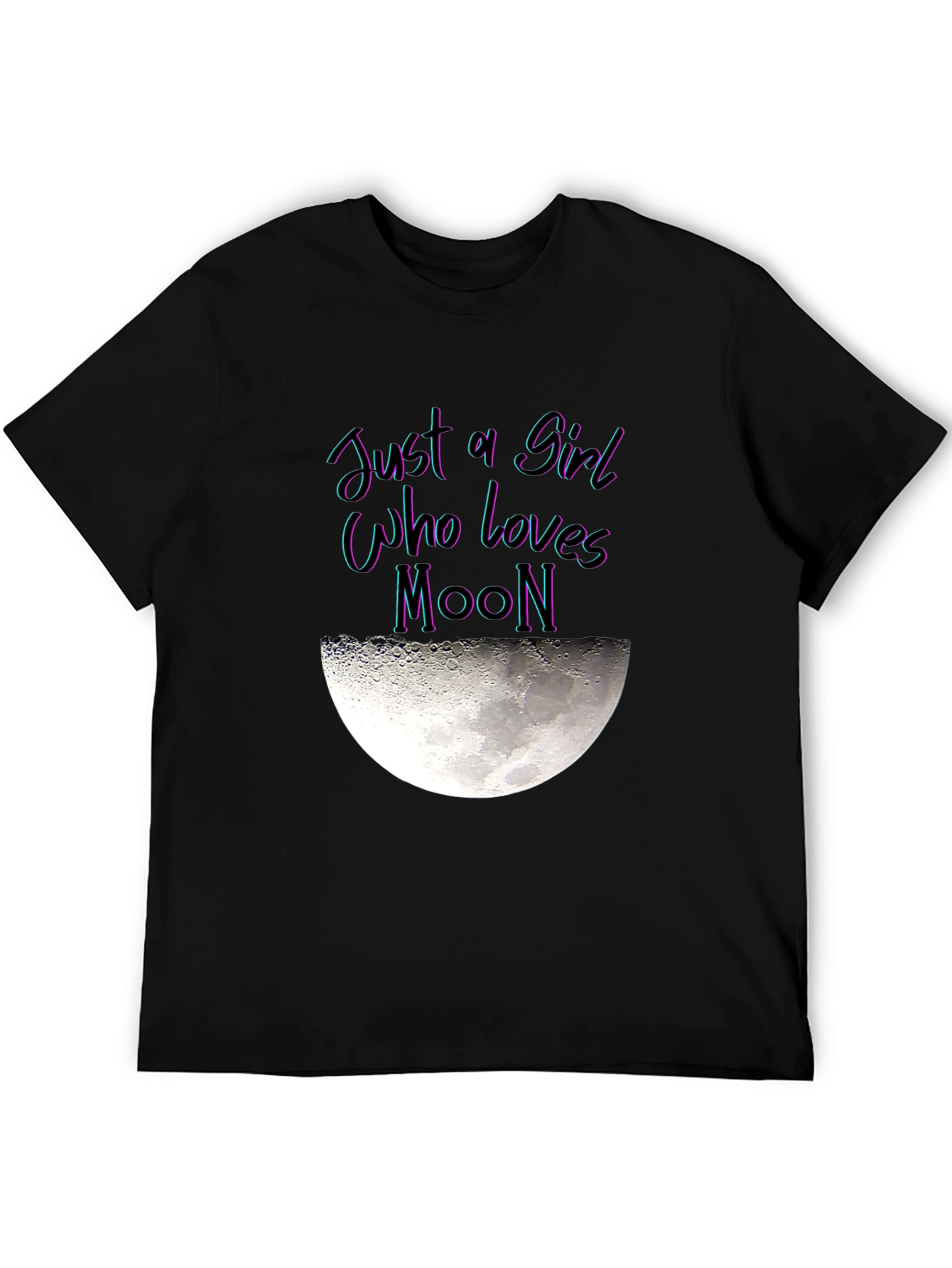 Black Just a Girl Who Loves Moon Graphic T-Shirt view 5