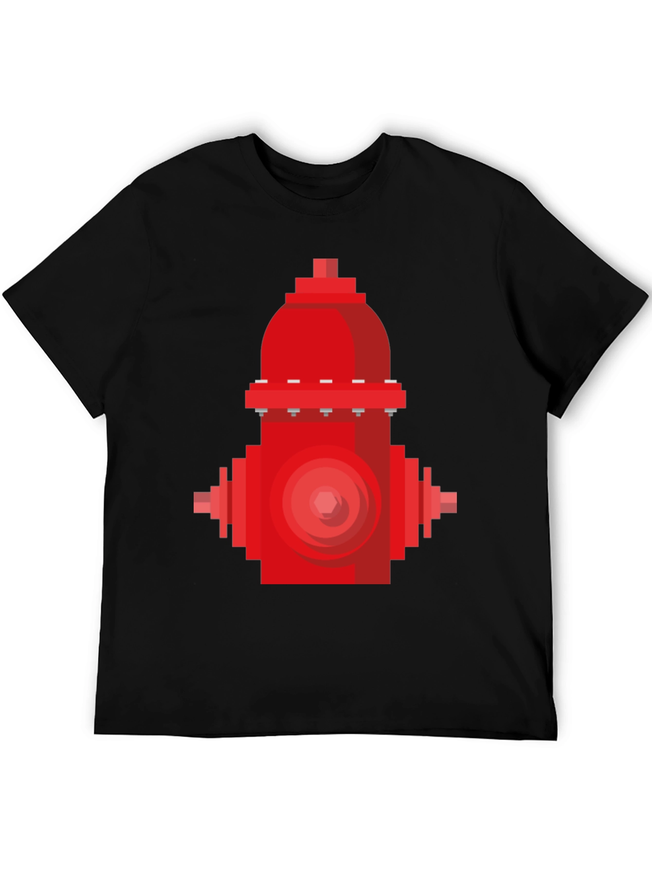 Black Pixel Fire Hydrant Graphic Tee - Black Cotton Shirt view 5