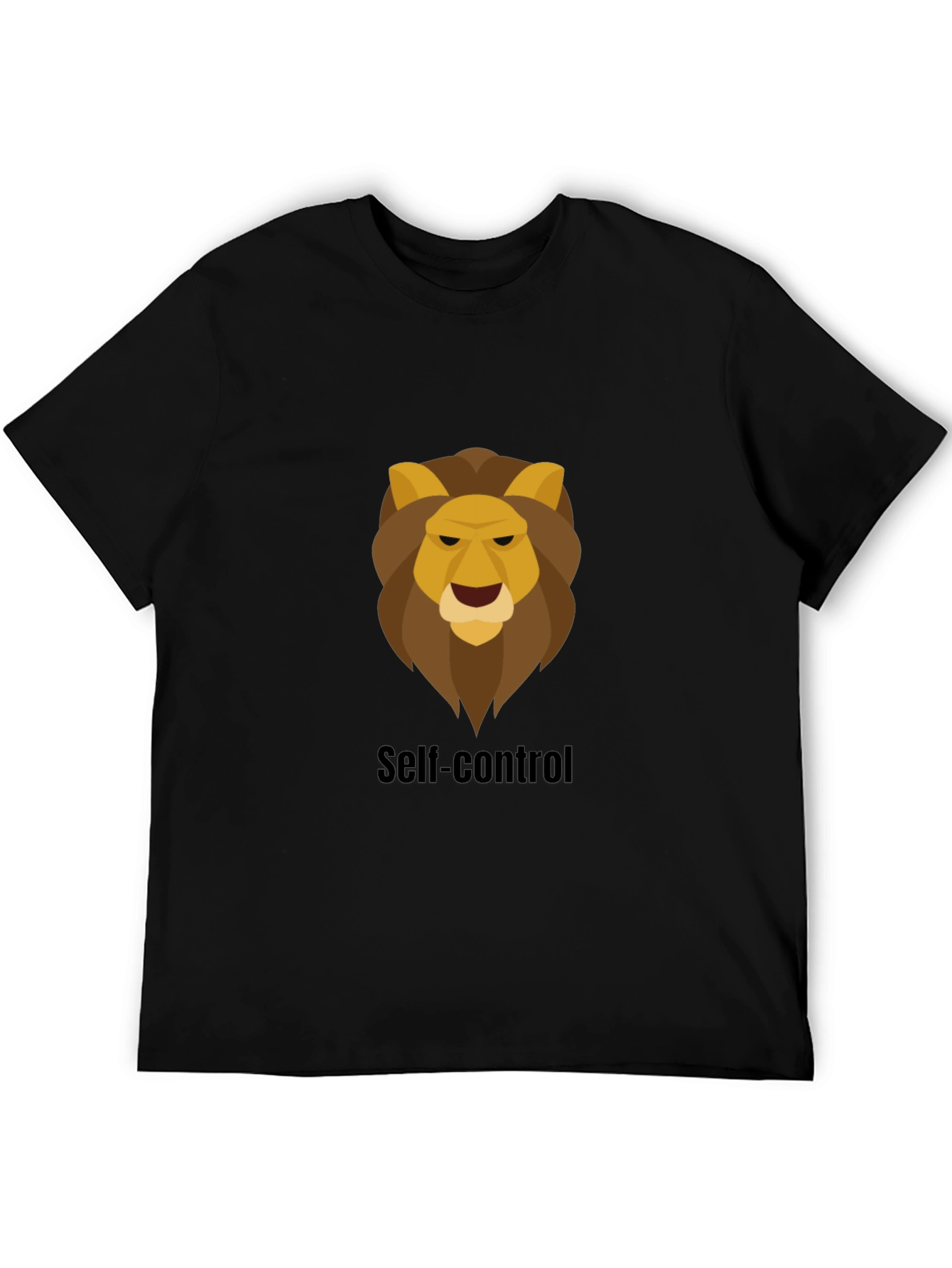 Black Self-Control Lion Graphic Black T-Shirt view 5