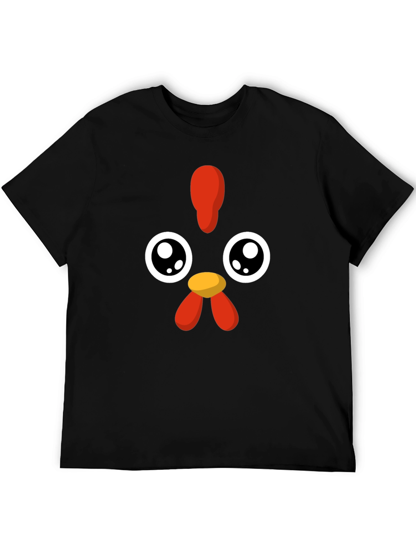 Black Cute Cartoon Chicken Graphic Black T-Shirt view 5