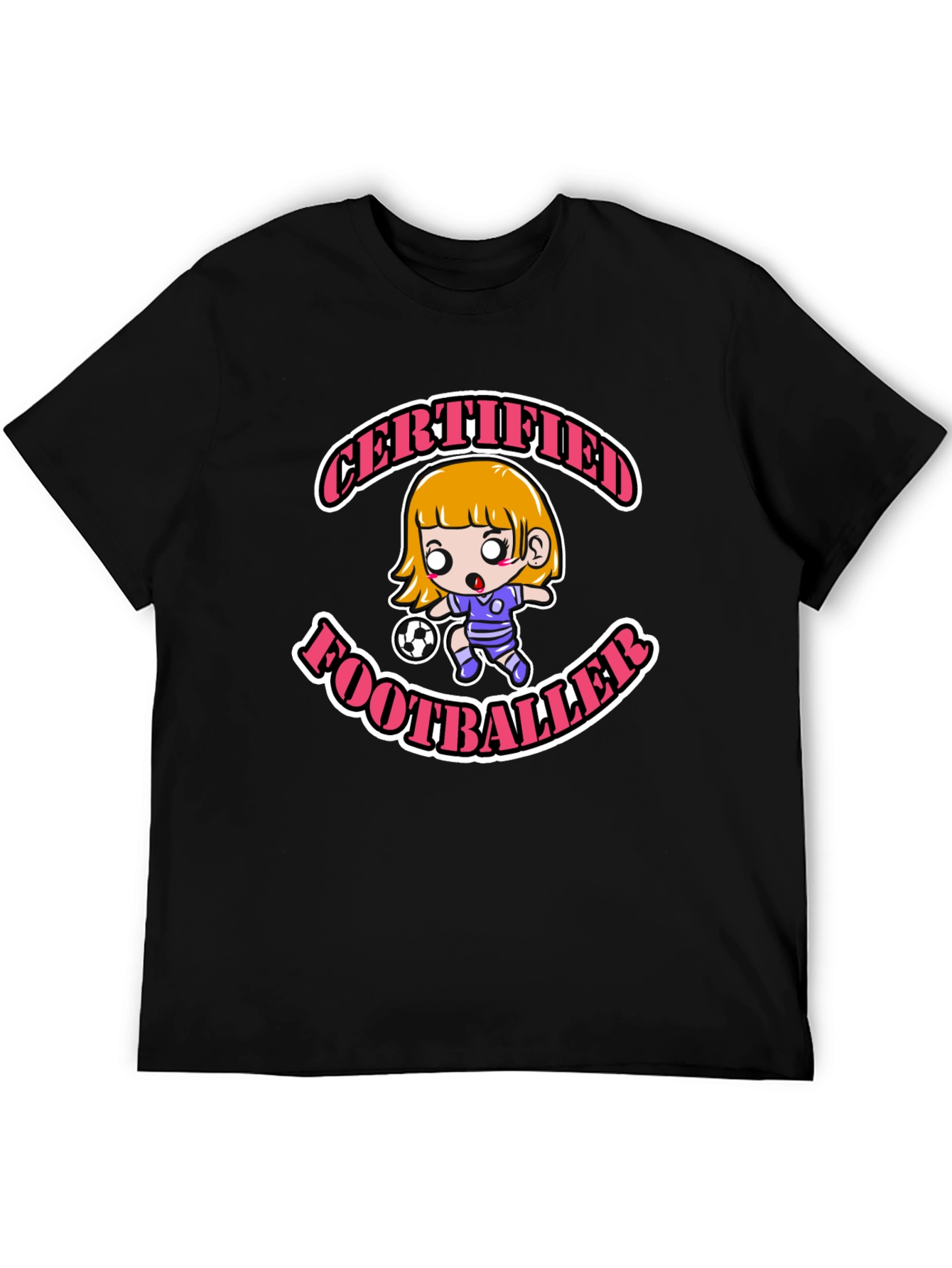 Black Certified Footballer Cartoon T-Shirt view 5