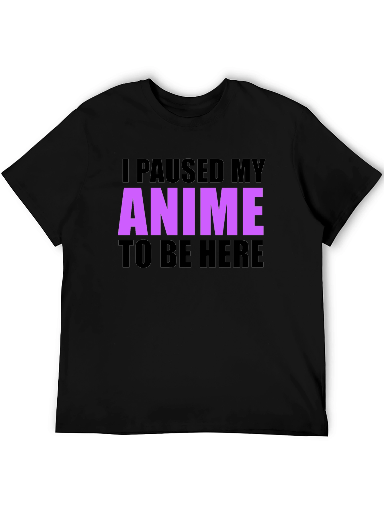 Black Anime Paused Graphic T-Shirt - Casual Crew Neck Tee view 5