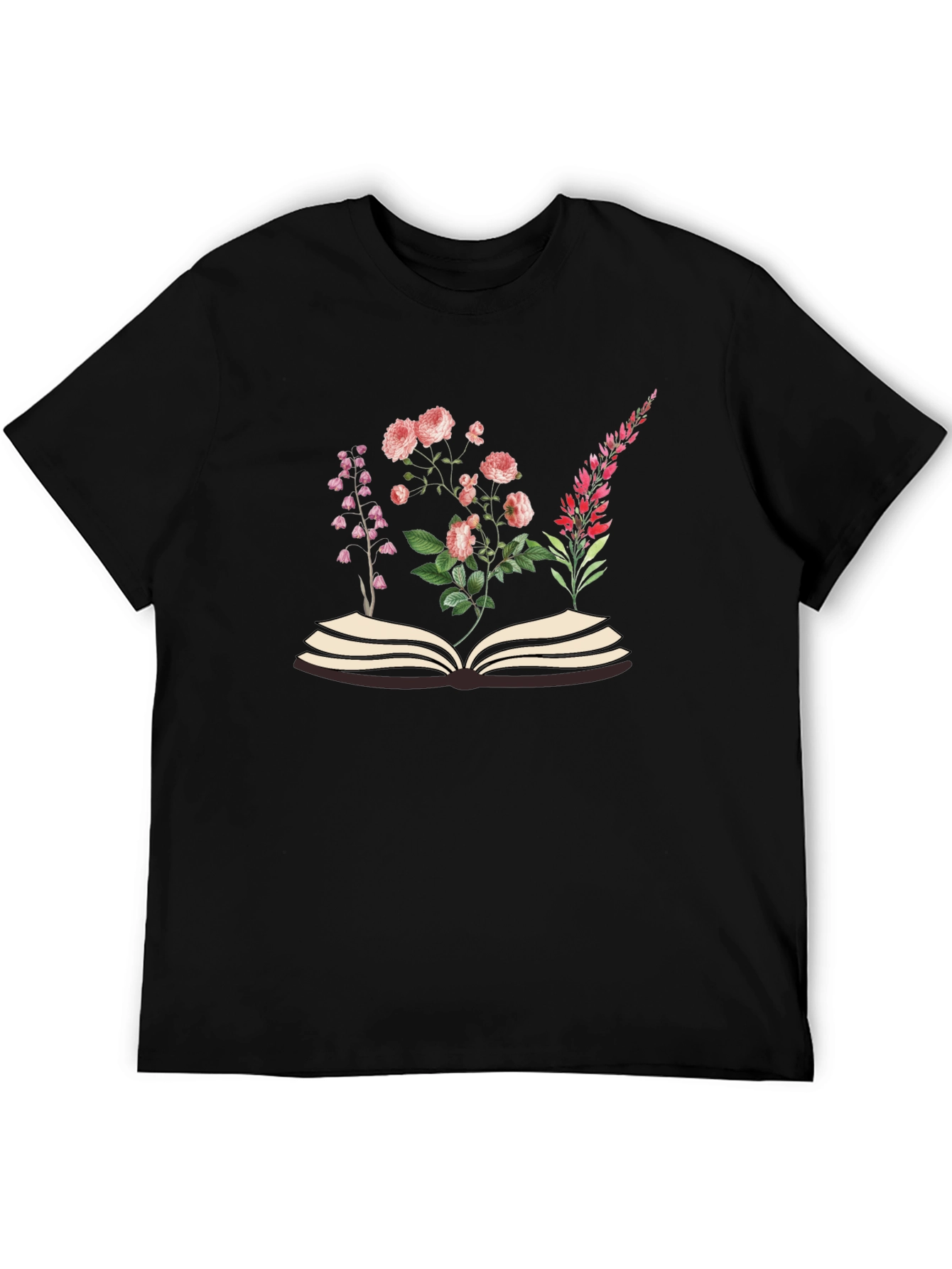 Black Floral Book T-Shirt - Stylish Botanical Design view 5