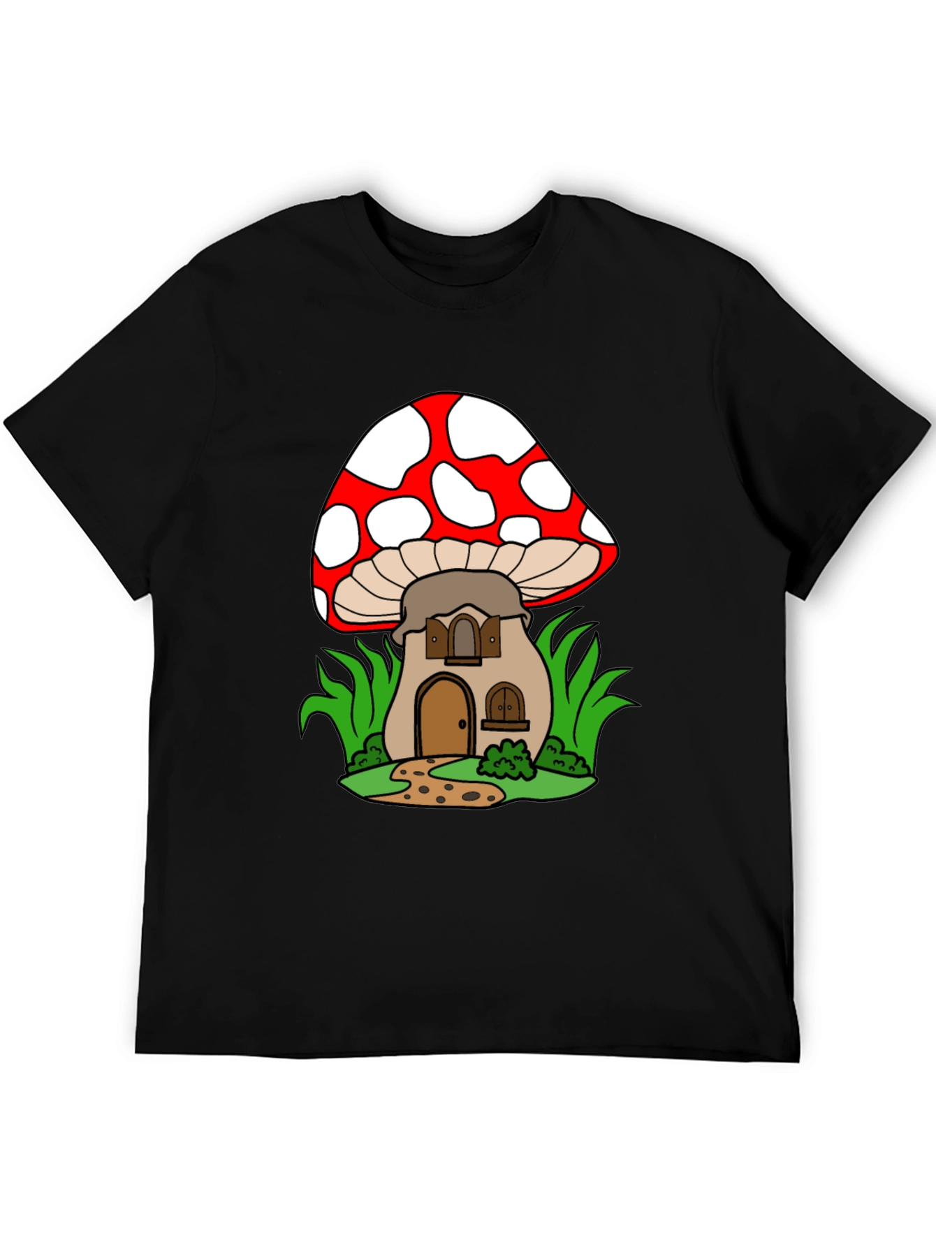 Black Mushroom House Graphic Tee - Fun & Unique Design view 5