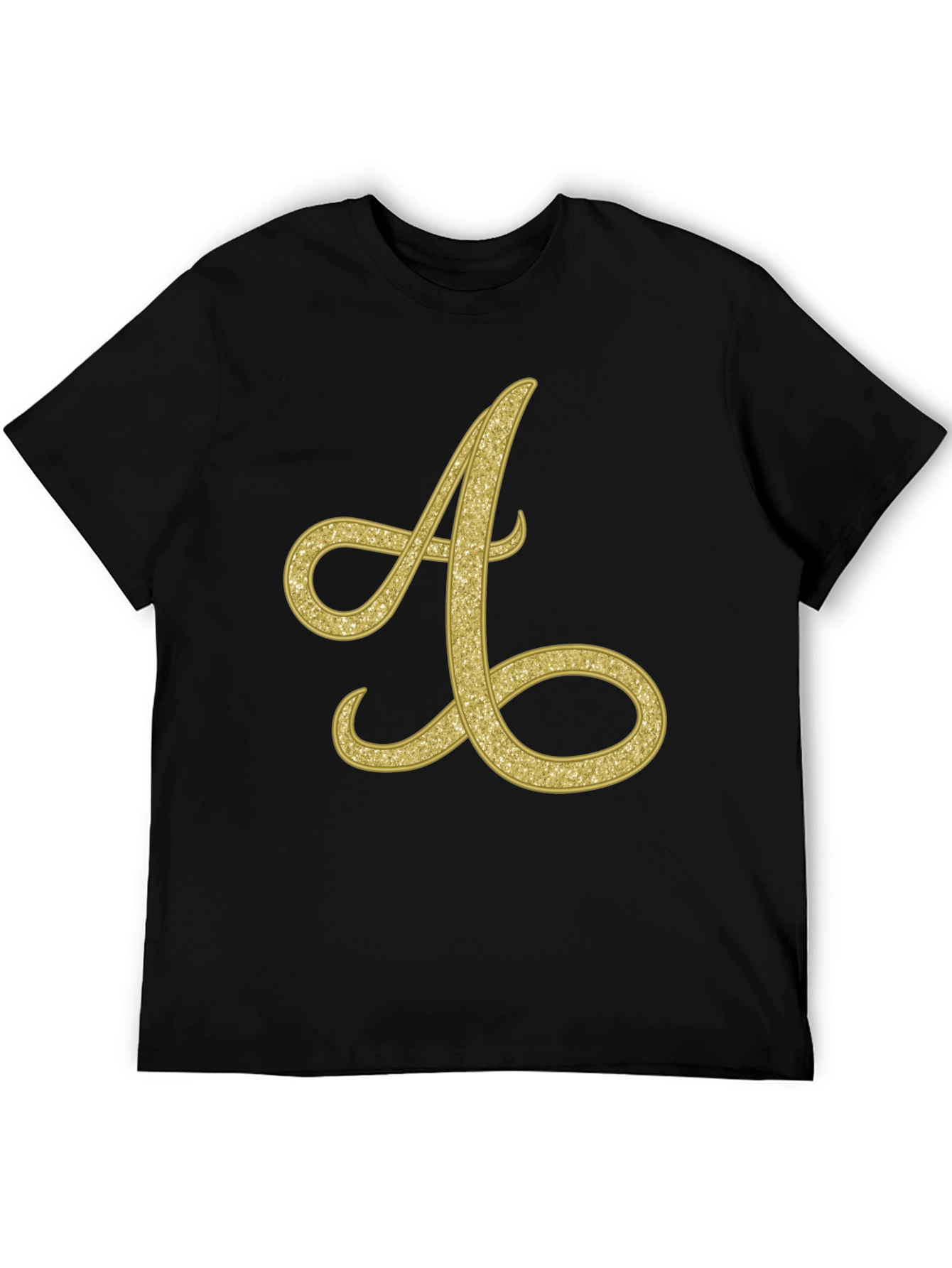 Black Golden Letter A T-Shirt view 5