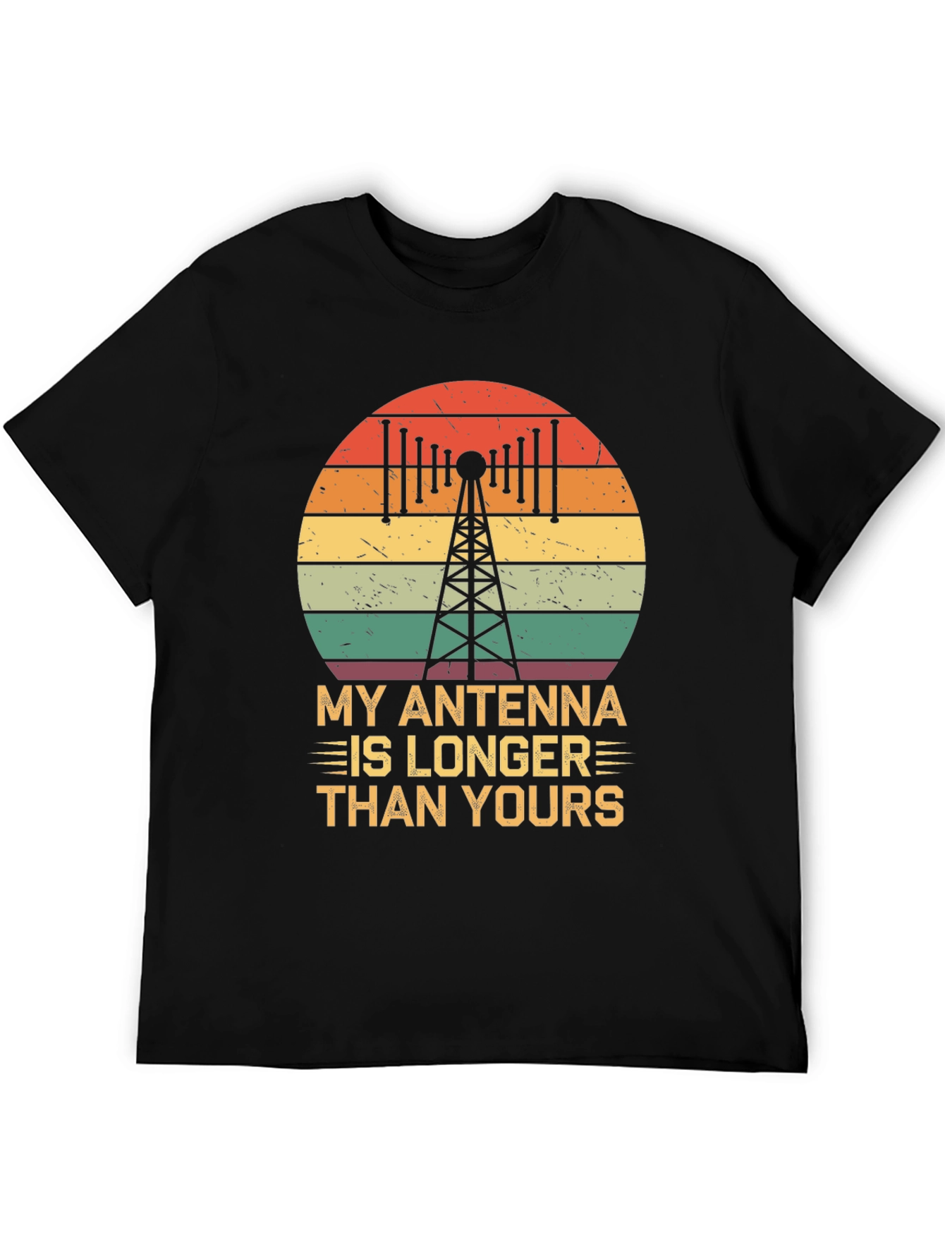 Black Antenna Longer Than Yours Funny Ham Radio T-Shirt view 5
