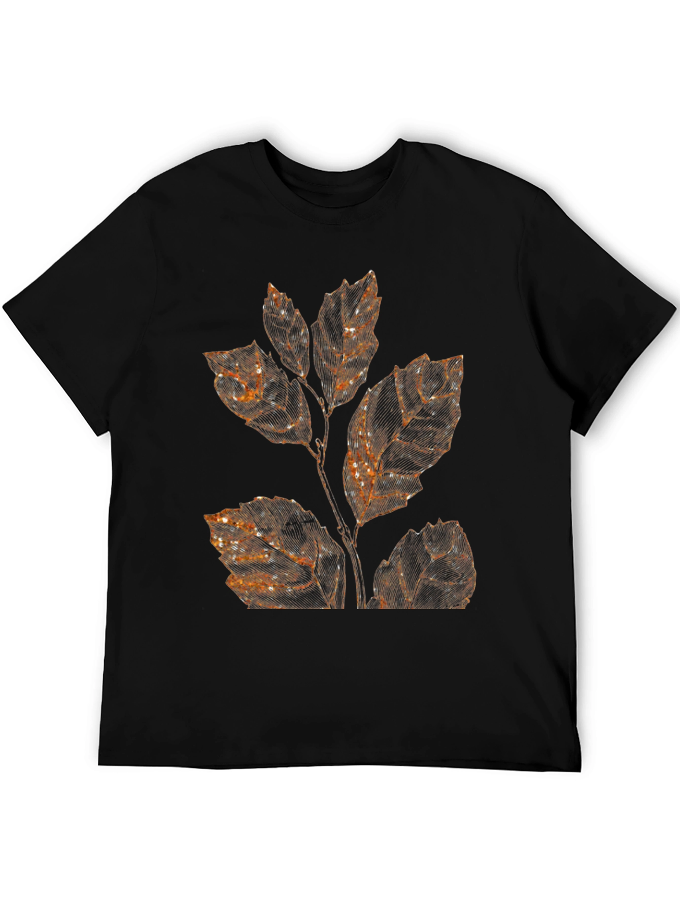 Black Botanical Print Black T-Shirt view 5