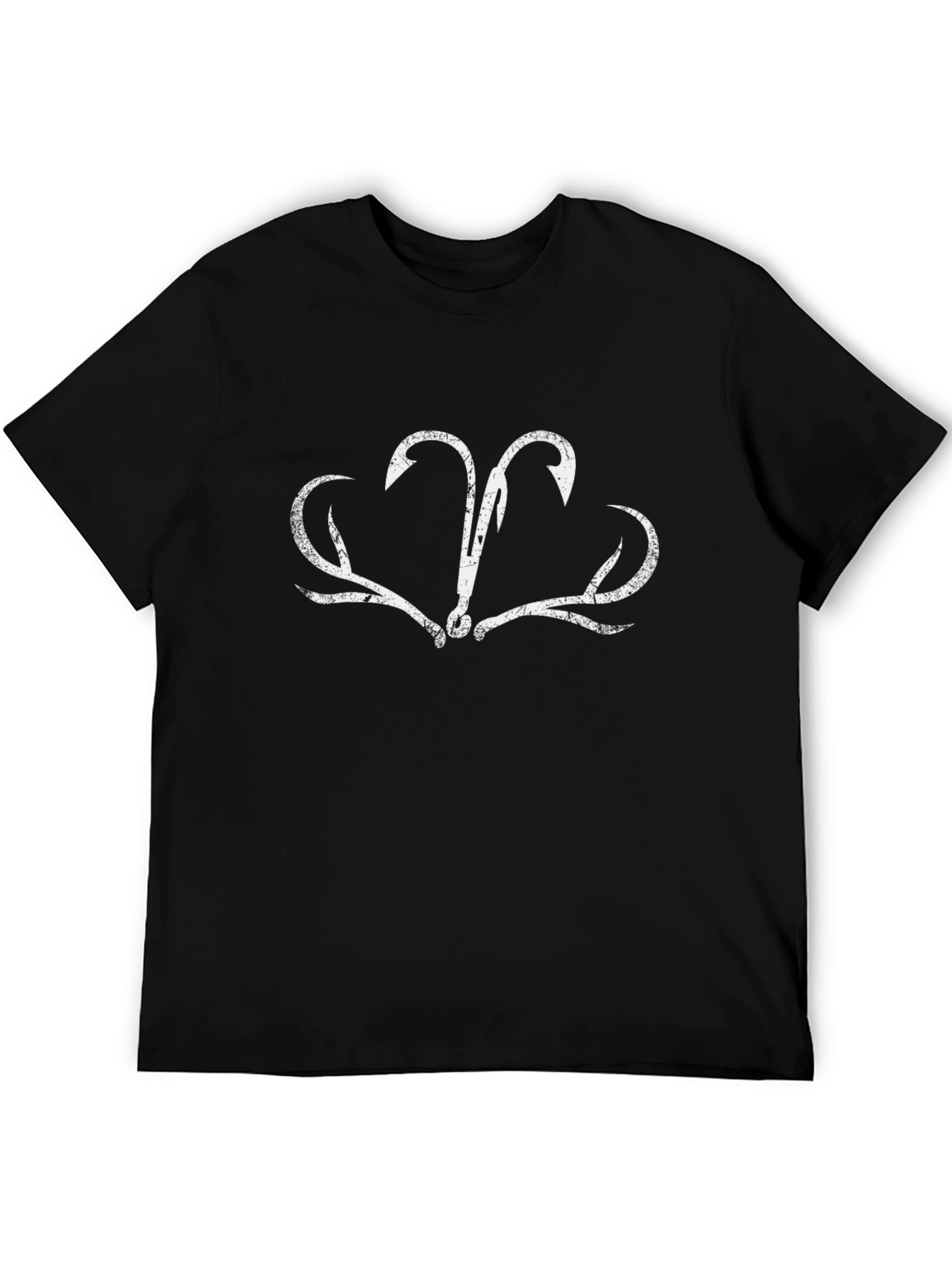 Black Fishing Hooks T-Shirt - Distressed Graphic Tee view 5
