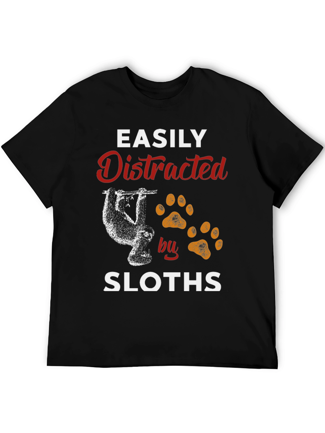 Black Easily Distracted by Sloths Graphic T-Shirt view 5