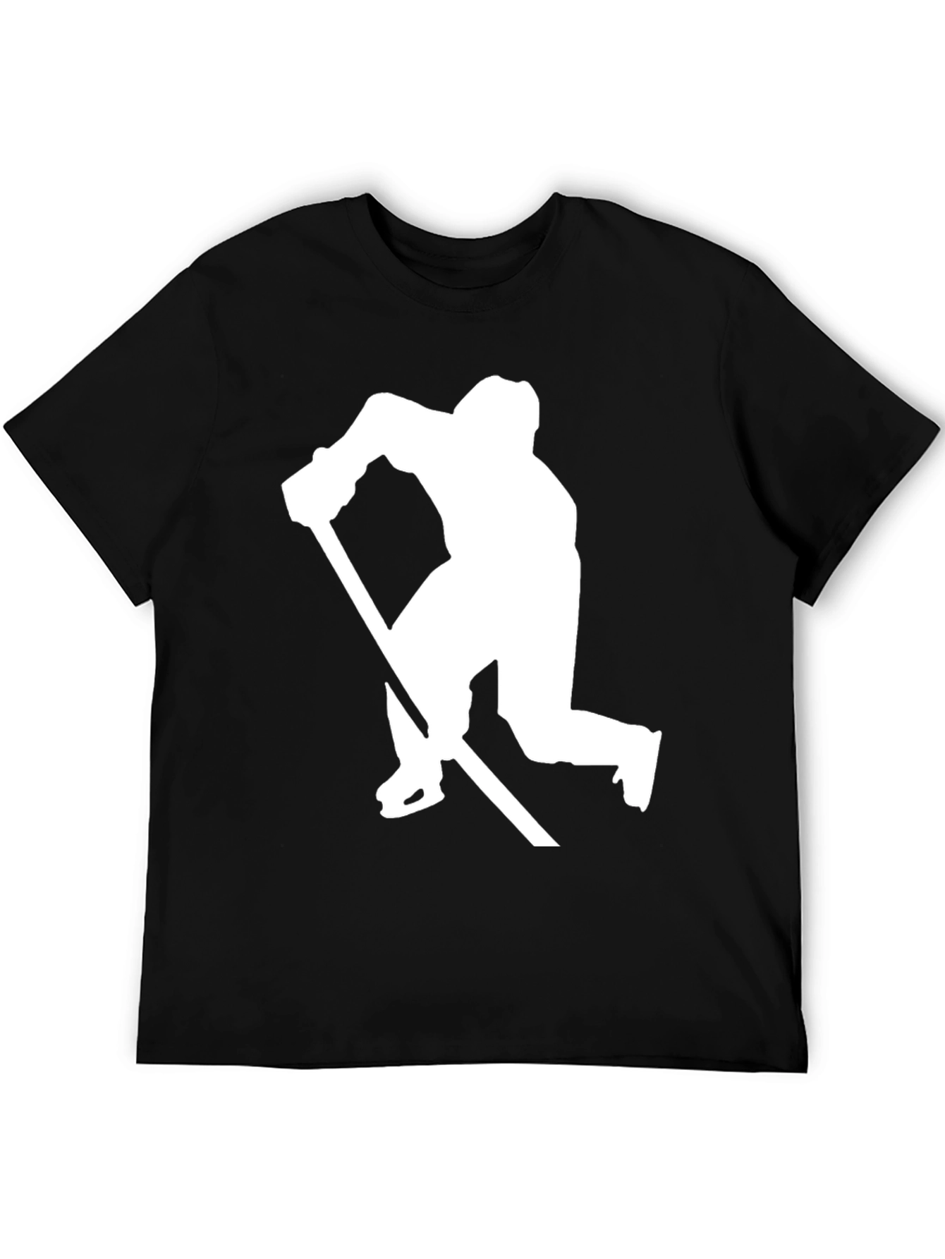 Black Hockey Player Silhouette Graphic Tee - Black Cotton view 5