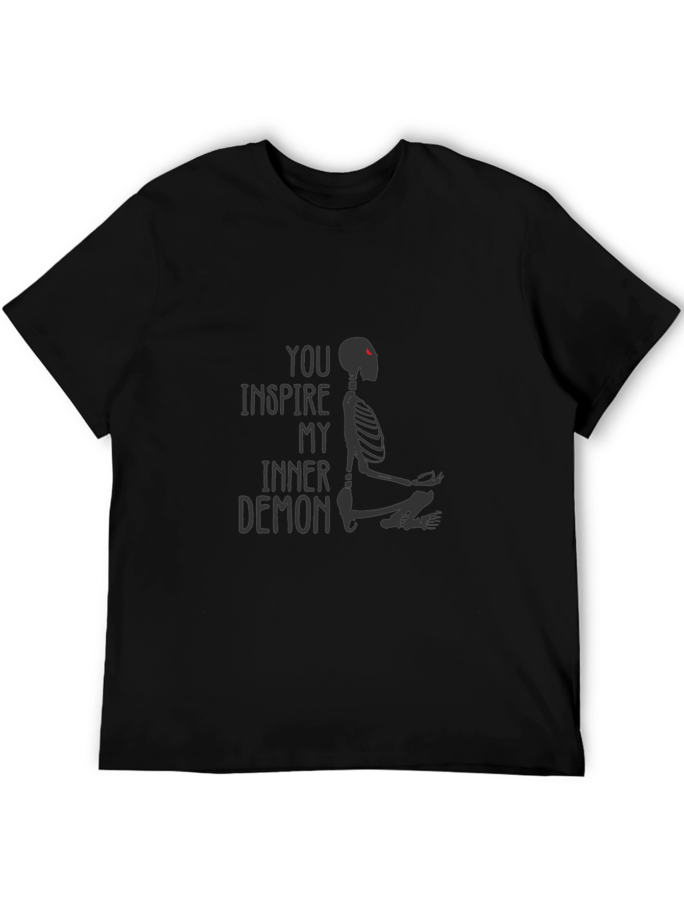 Black Inner Demon Graphic Tee - Meditating Skeleton Design view 5