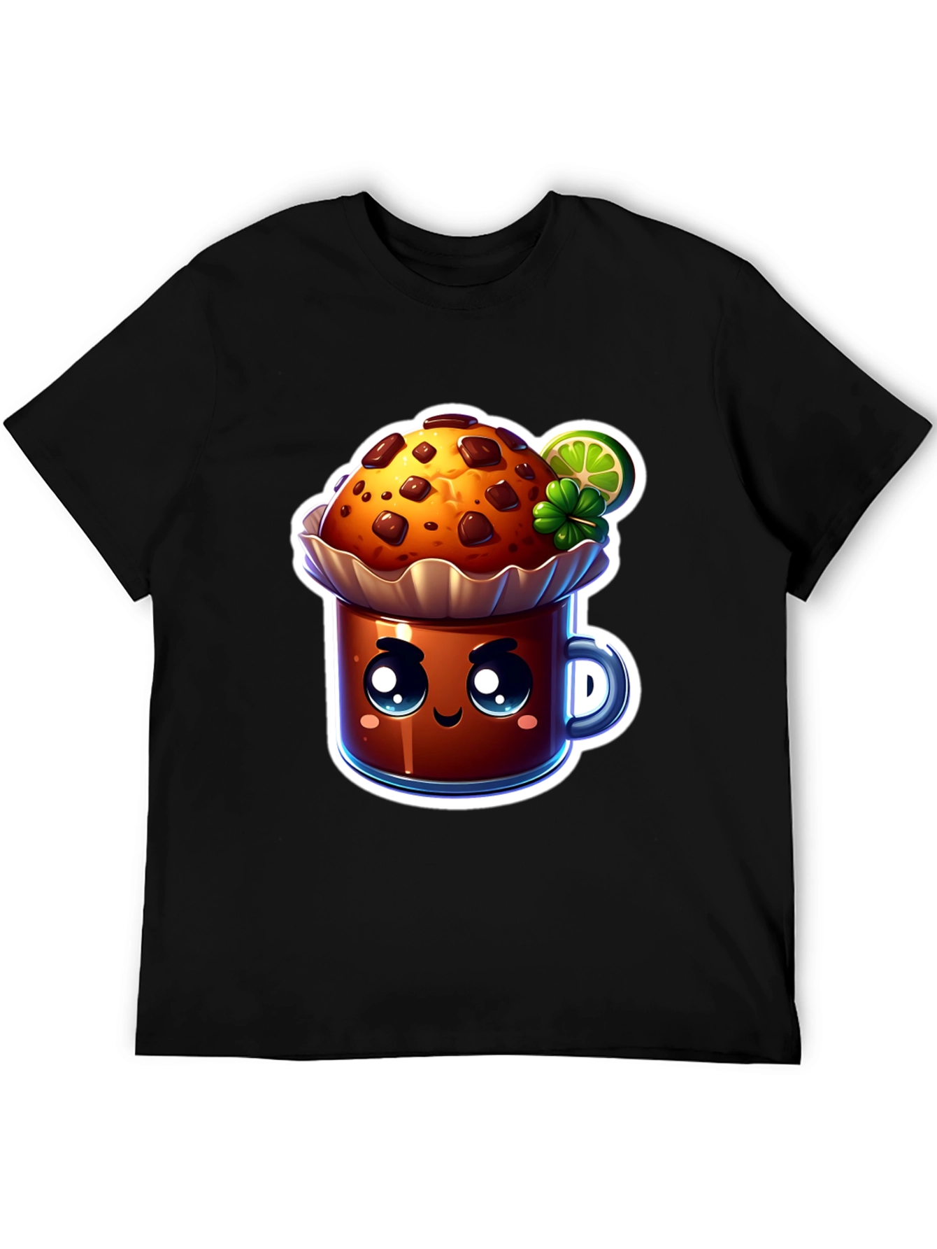 Black Cute Kawaii Cupcake Graphic T-Shirt view 5