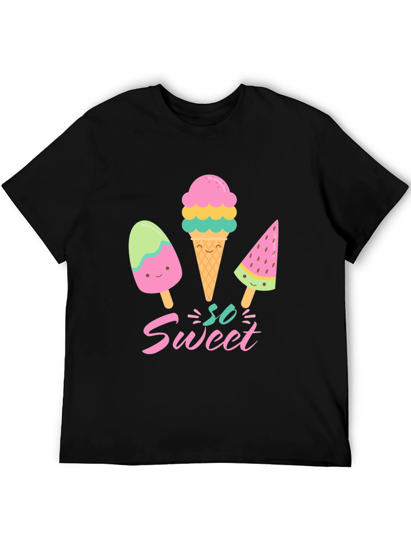 Black So Sweet Ice Cream Graphic T-Shirt view 5