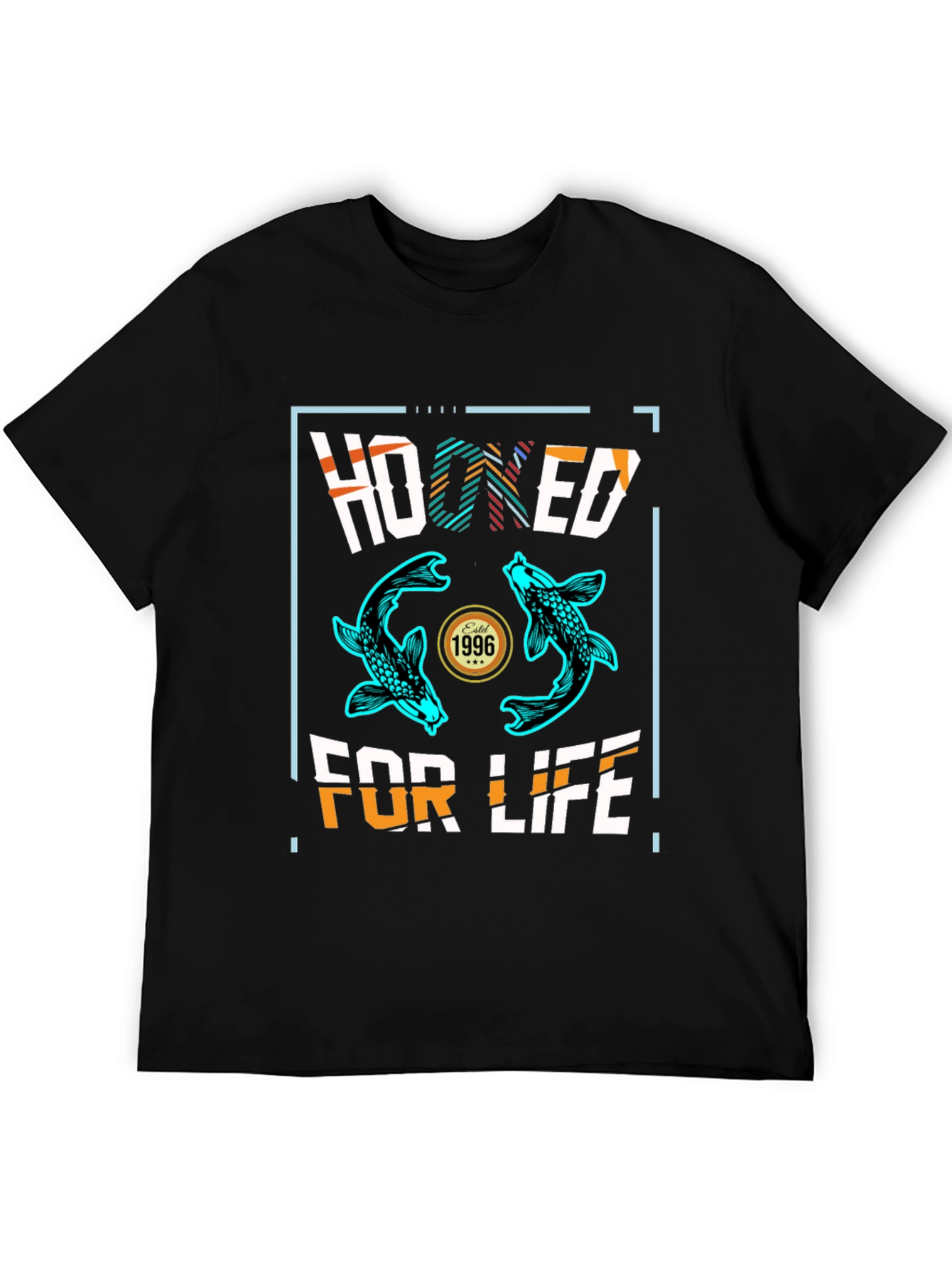 Black Hooked For Life Graphic Tee - Fishing T-Shirt view 5