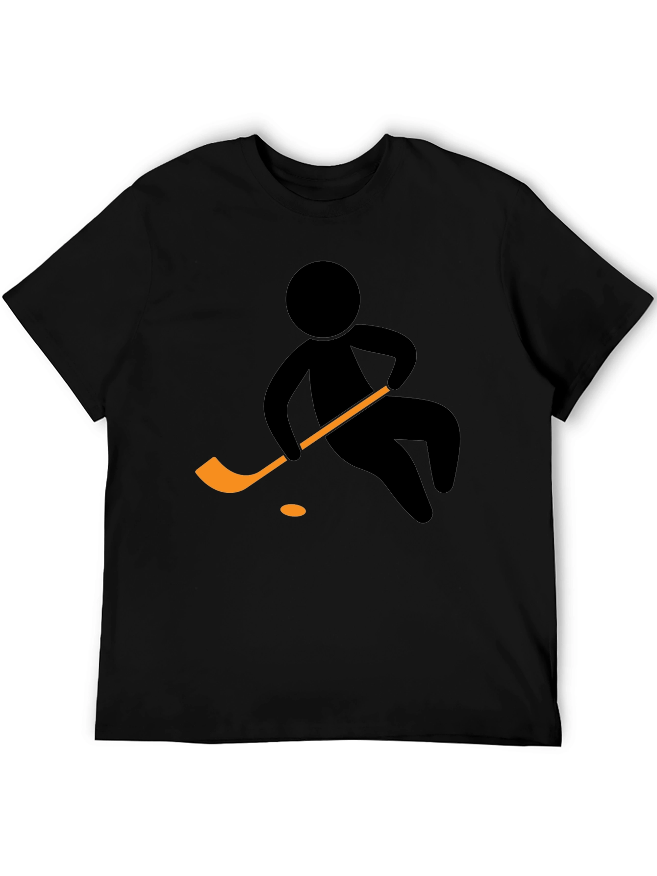 Black Hockey Player Graphic Tee - Black Cotton T-Shirt view 5