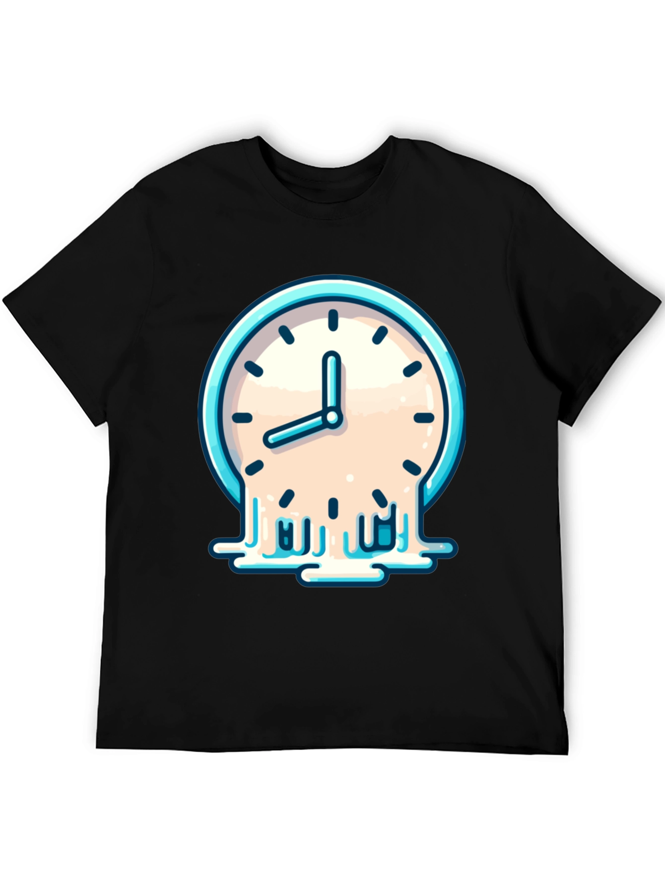 Black Melting Clock Graphic T-Shirt - Black Cotton Tee view 5