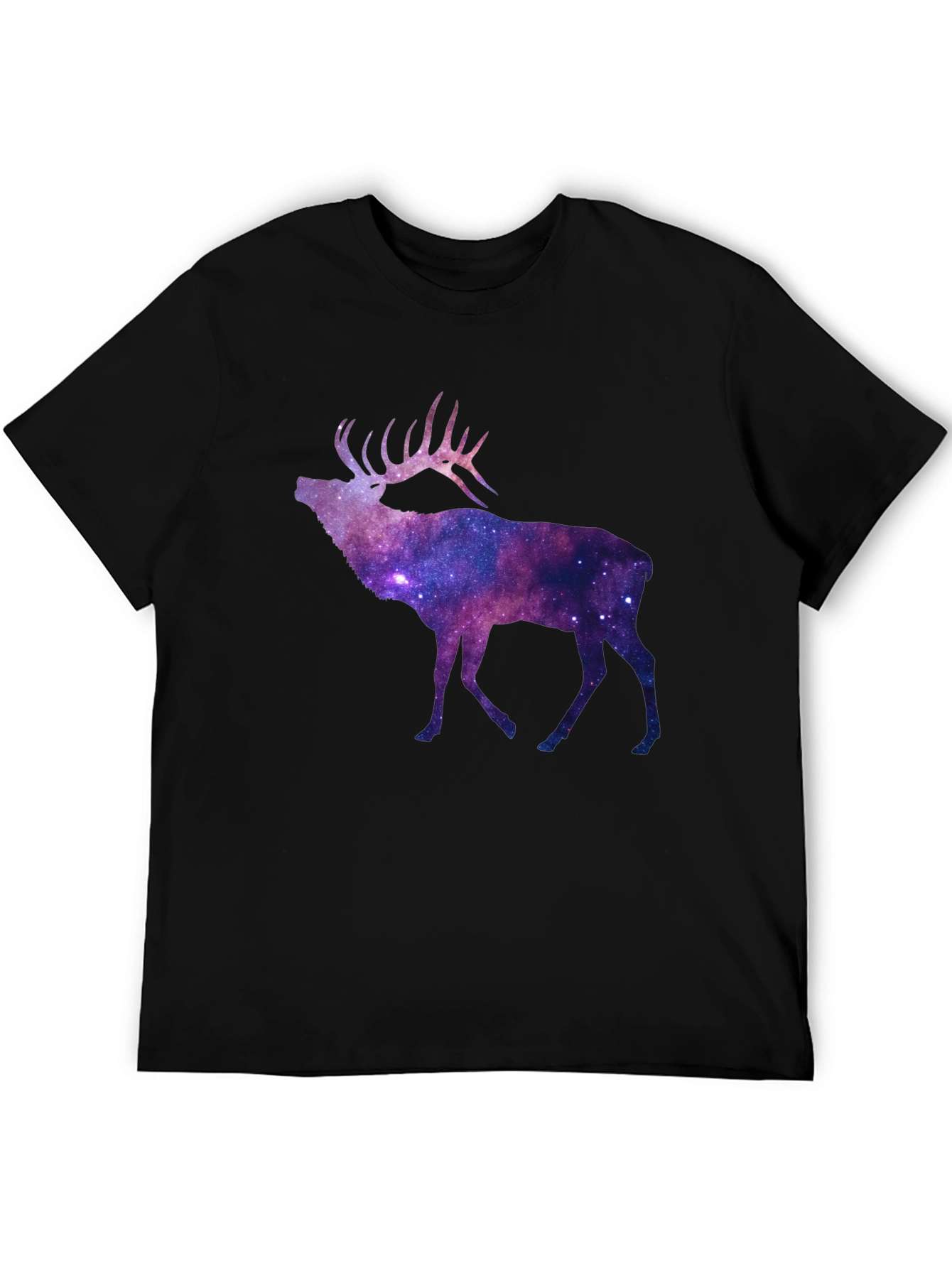 Black Galaxy Elk Graphic Tee - Black Short Sleeve T-Shirt view 5