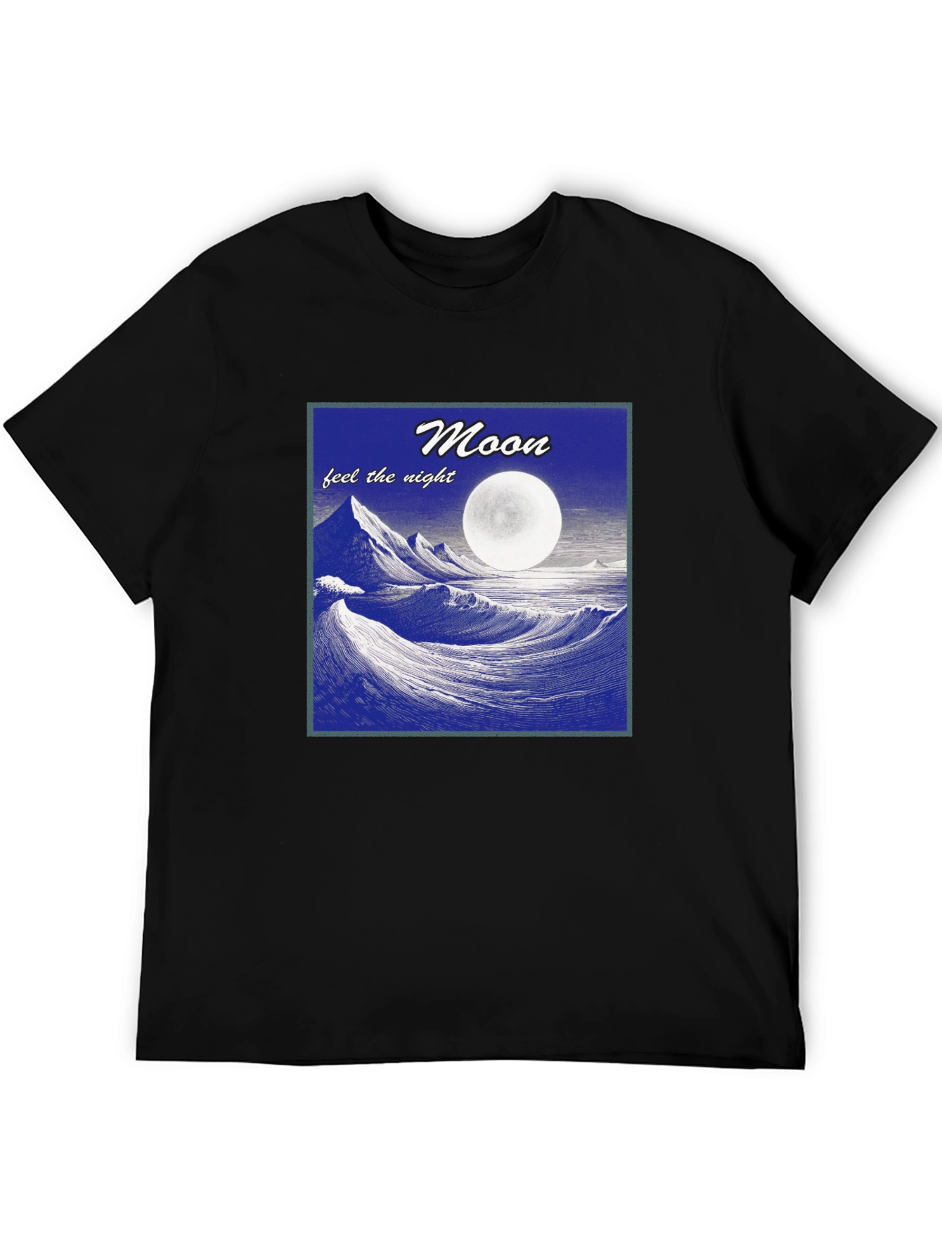 Black Moonlit Waves Graphic T-Shirt - Feel the Night! view 5