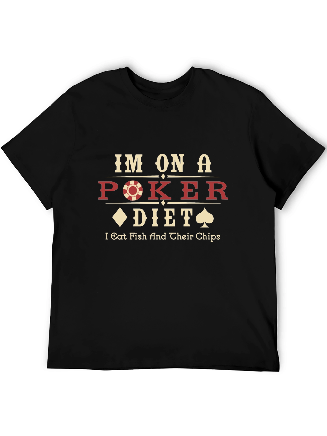 Black Poker Diet T-Shirt - Eat Fish and Chips view 5