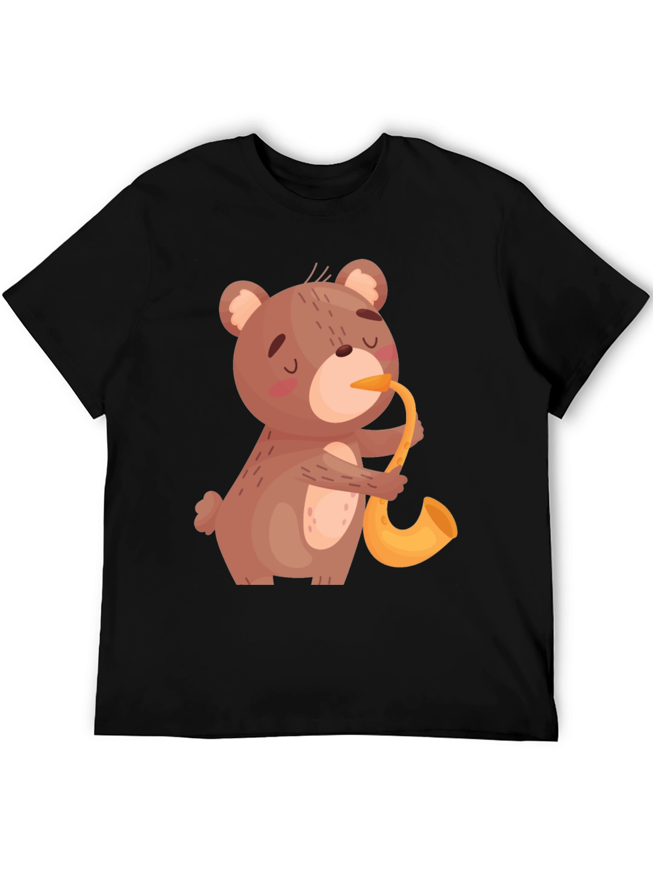 Black Bear Saxophone Graphic Tee - Cool Black T-Shirt view 5