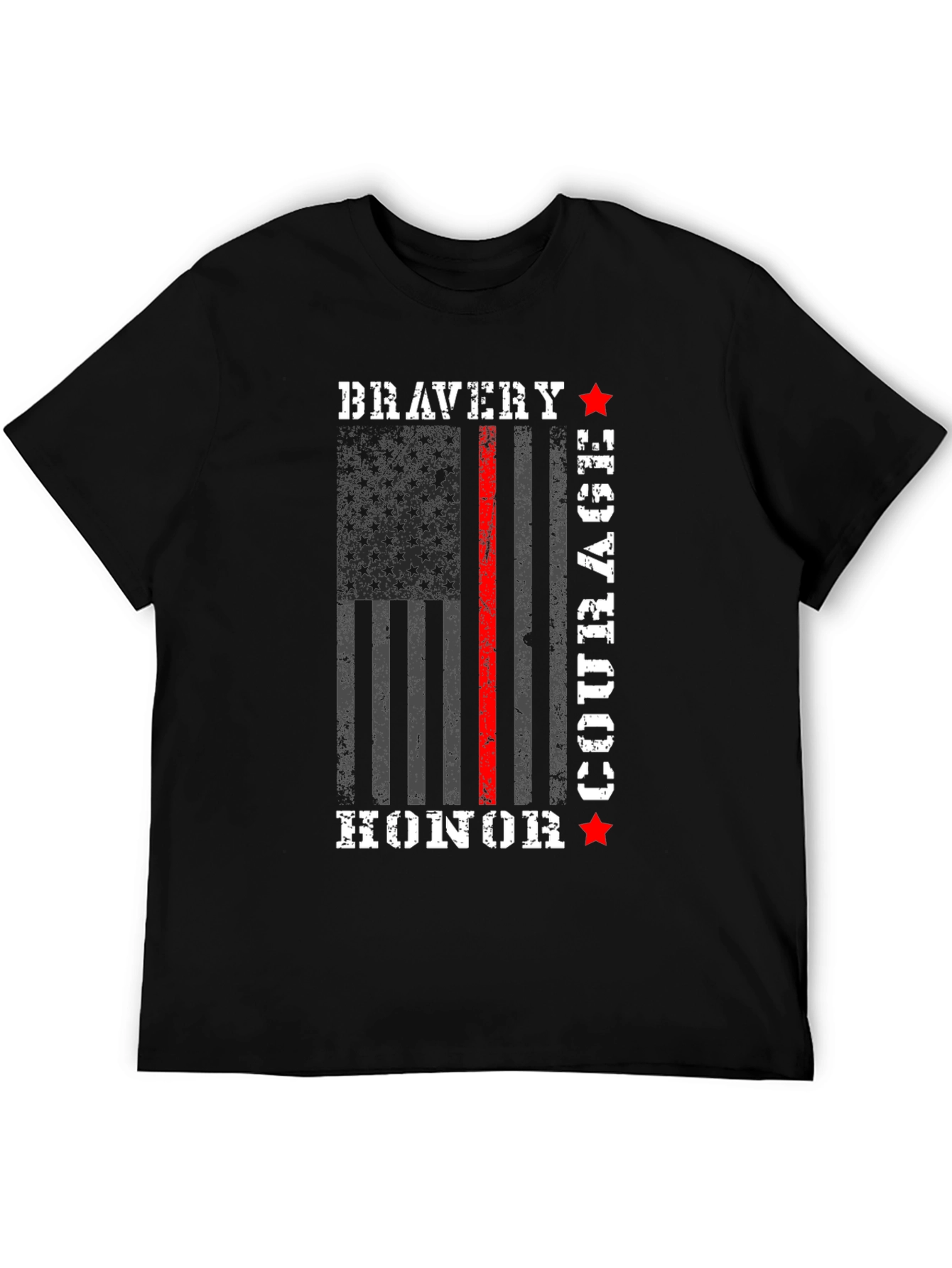 Black Bravery Courage Honor T-Shirt - Firefighter Thin Red Line view 5