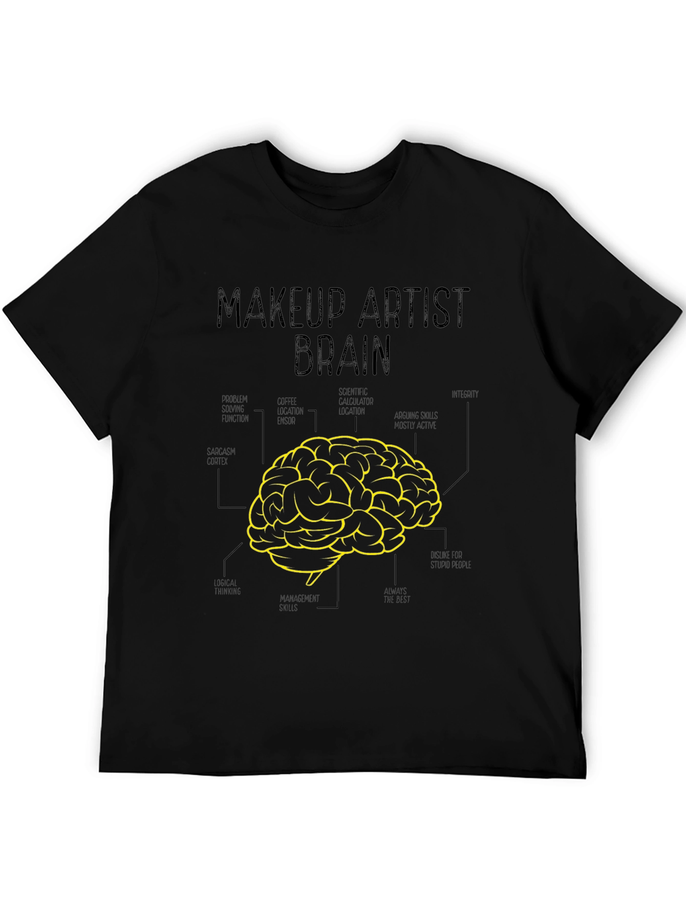 Black Makeup Artist Brain T-Shirt - Creative Graphic Tee view 5