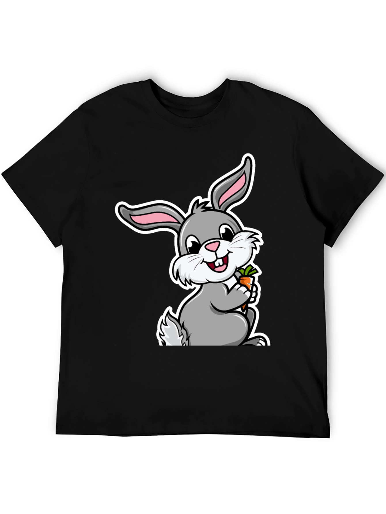 Cute Bunny Graphic Tee - Soft Cotton Black T-Shirt - 5