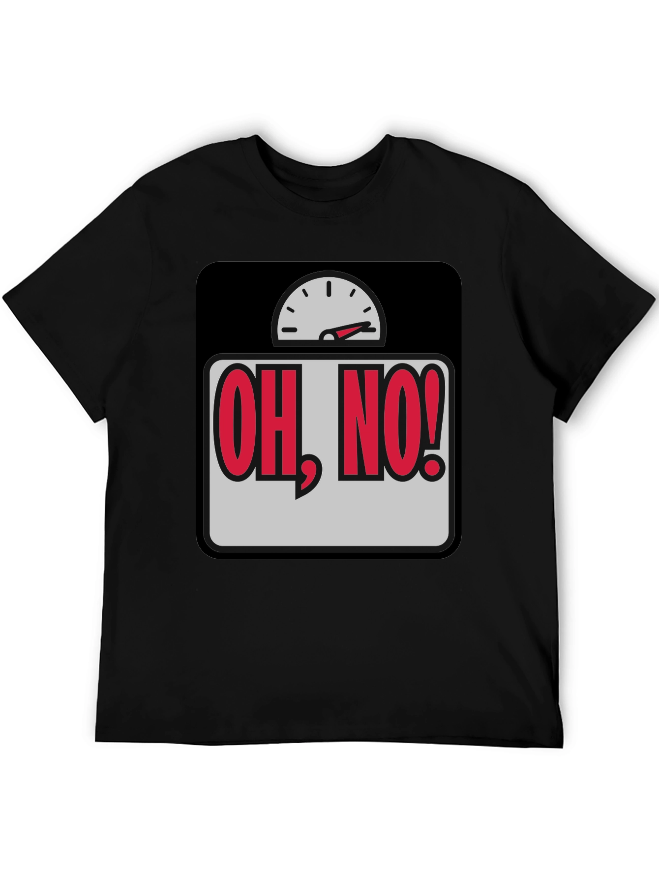 Black Oh, No! Scale Graphic T-Shirt - Weight Humor Tee view 5