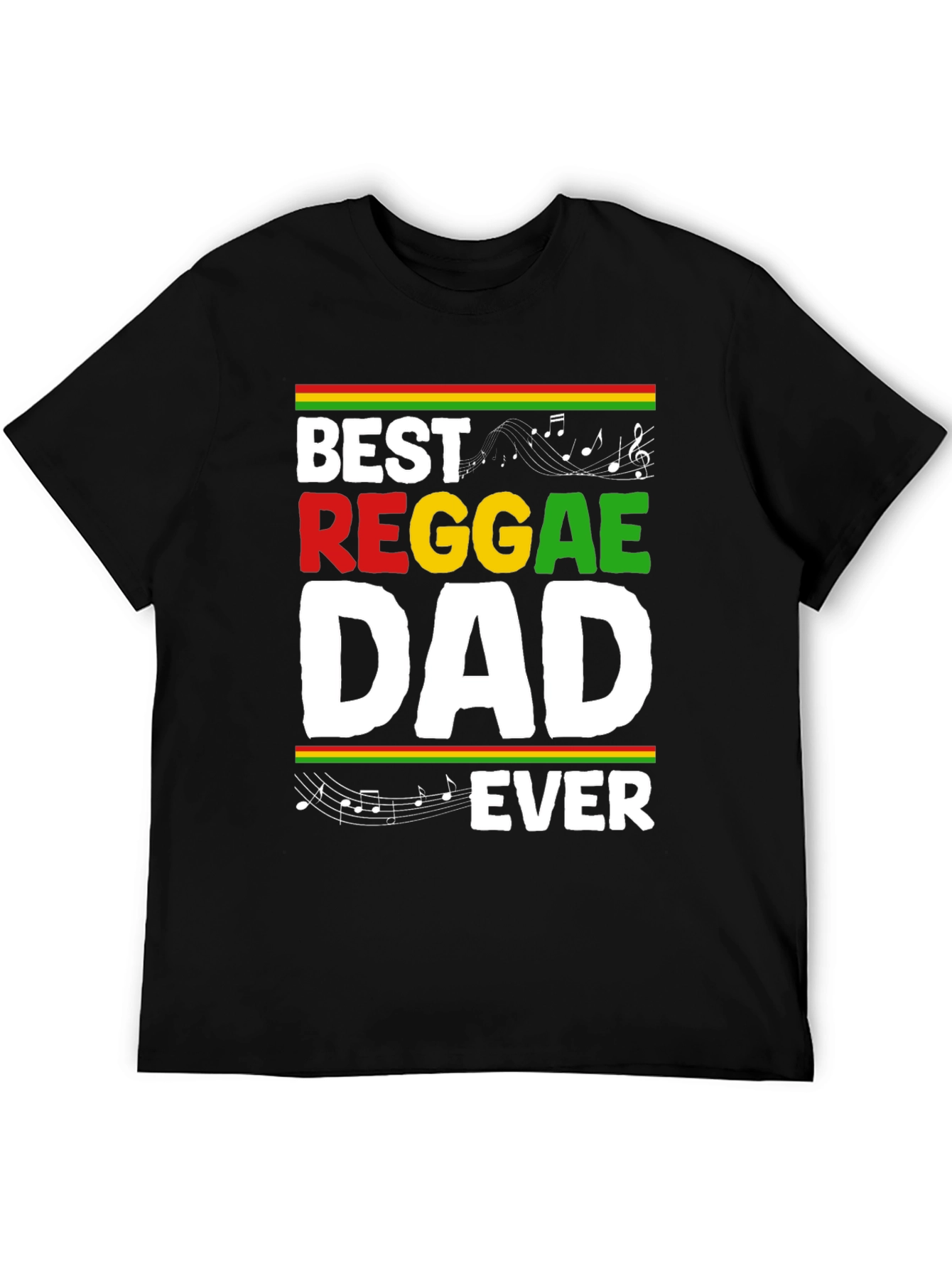 Black Best Reggae Dad Ever Black Graphic T-Shirt view 5