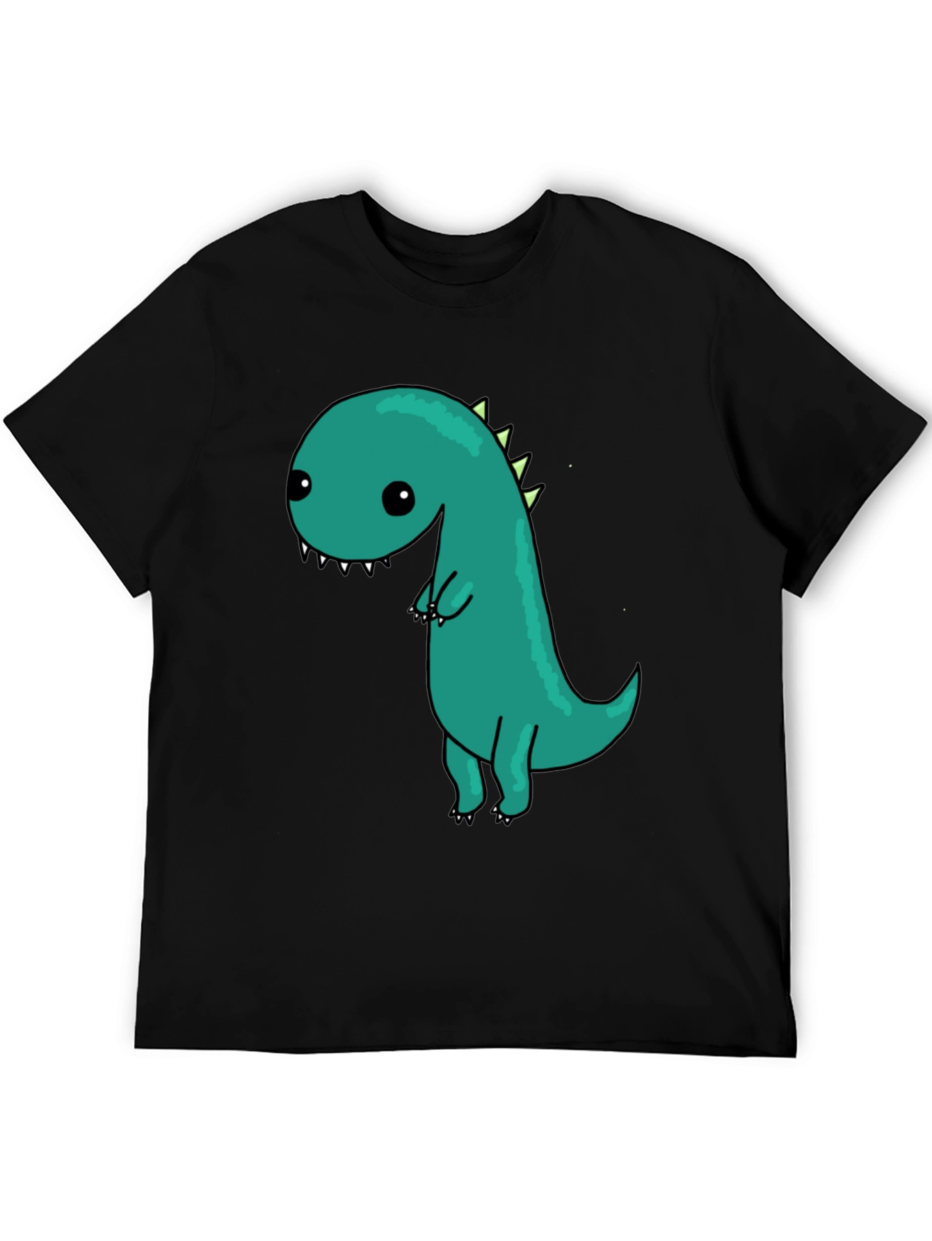 Black Cute Cartoon Dinosaur Graphic Black T-Shirt view 5