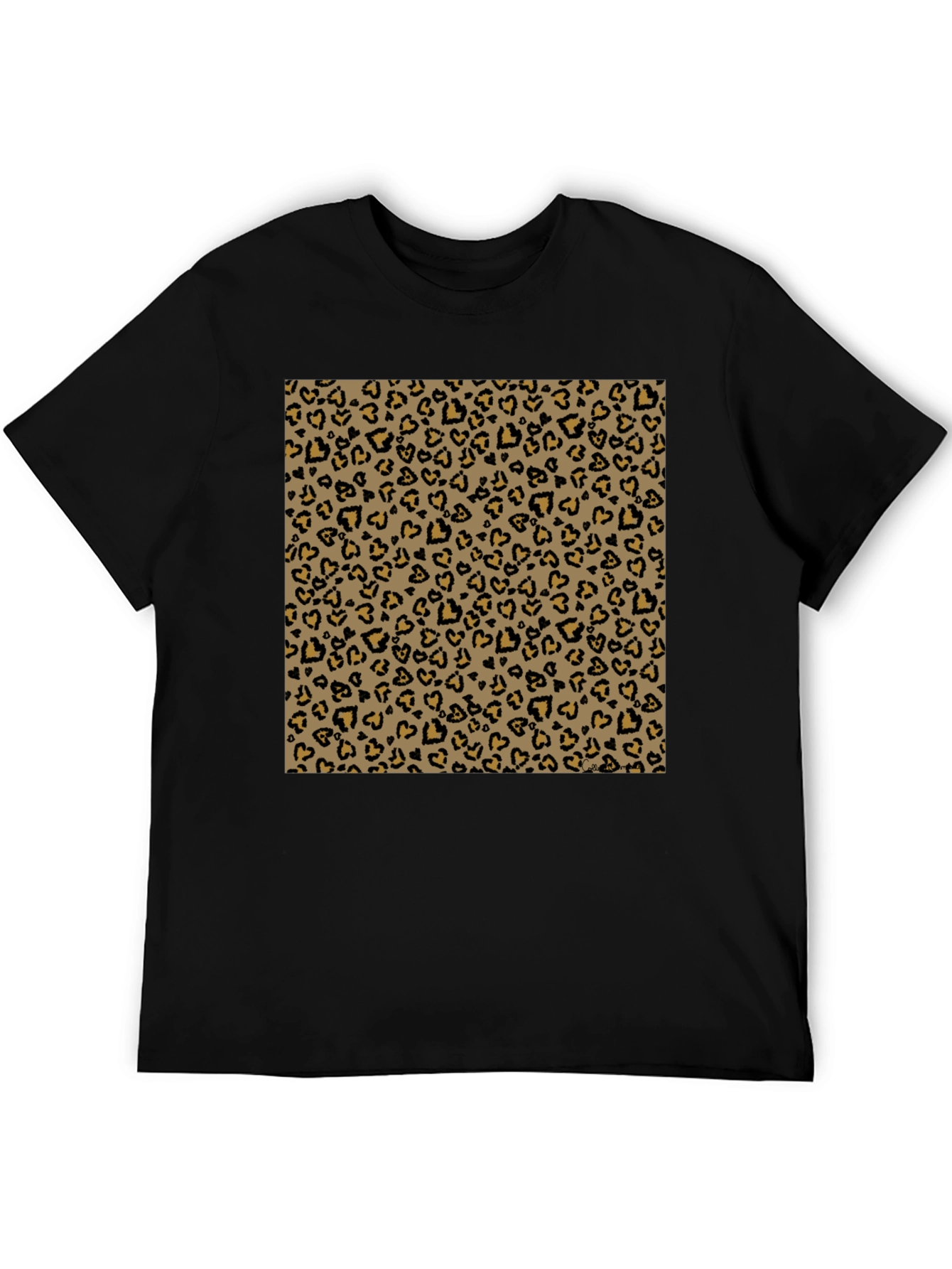 Black Black Tee with Leopard Heart Print view 5