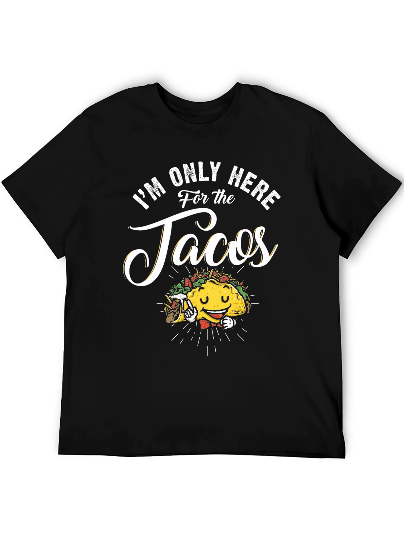 Black I'm Only Here For The Tacos Black T-Shirt view 5