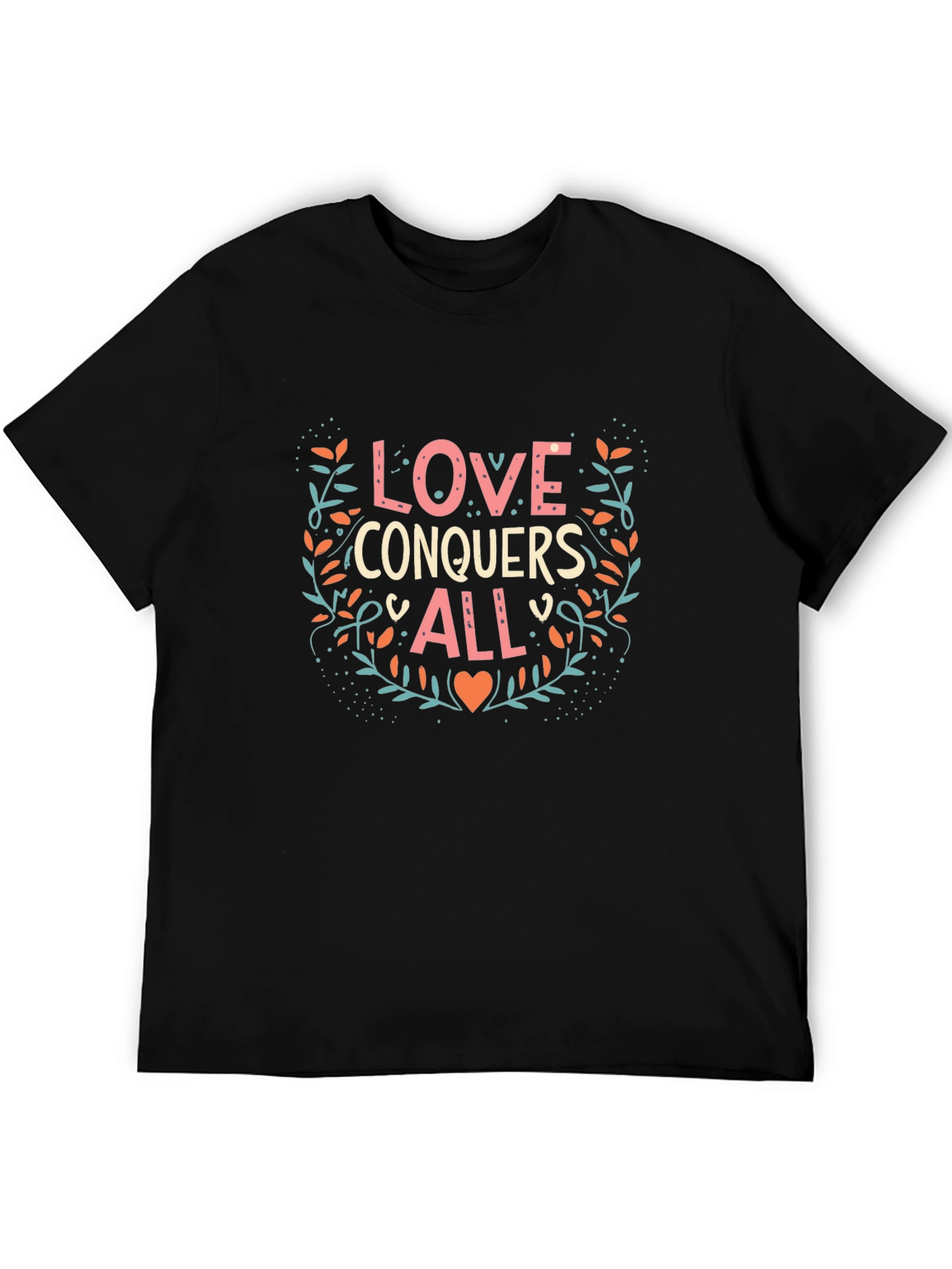 Black Love Conquers All Graphic Tee - Trendy Black T-Shirt view 5