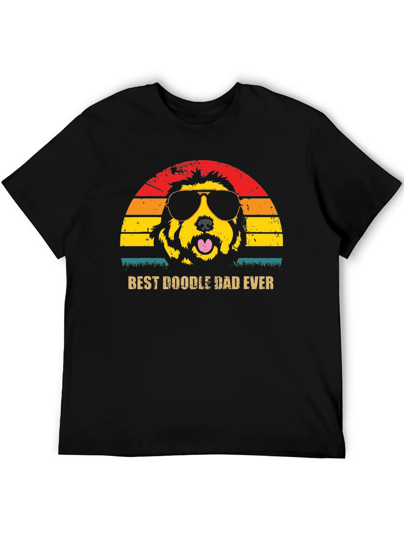 Black Best Doodle Dad Ever T-Shirt - Novelty Graphic Tee view 5