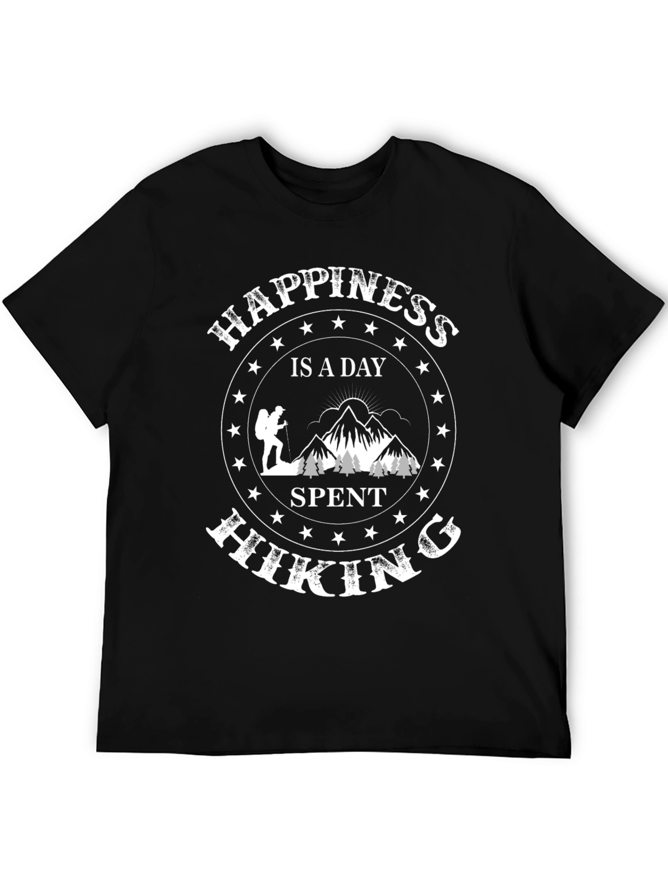 Black Happiness Hiking T-Shirt: Mountain Adventure Tee view 5