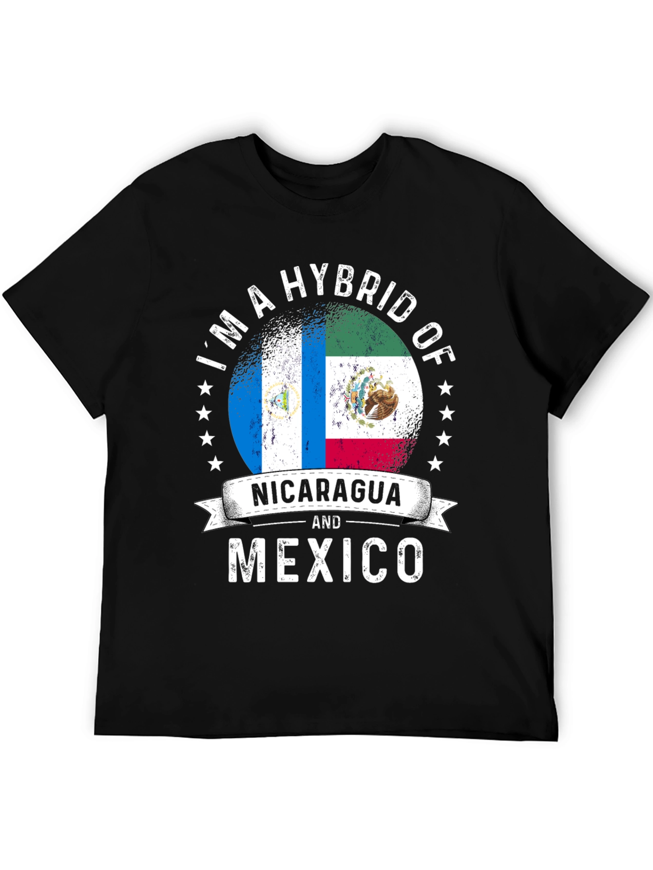 Black Nicaragua and Mexico Hybrid Pride T-Shirt view 5