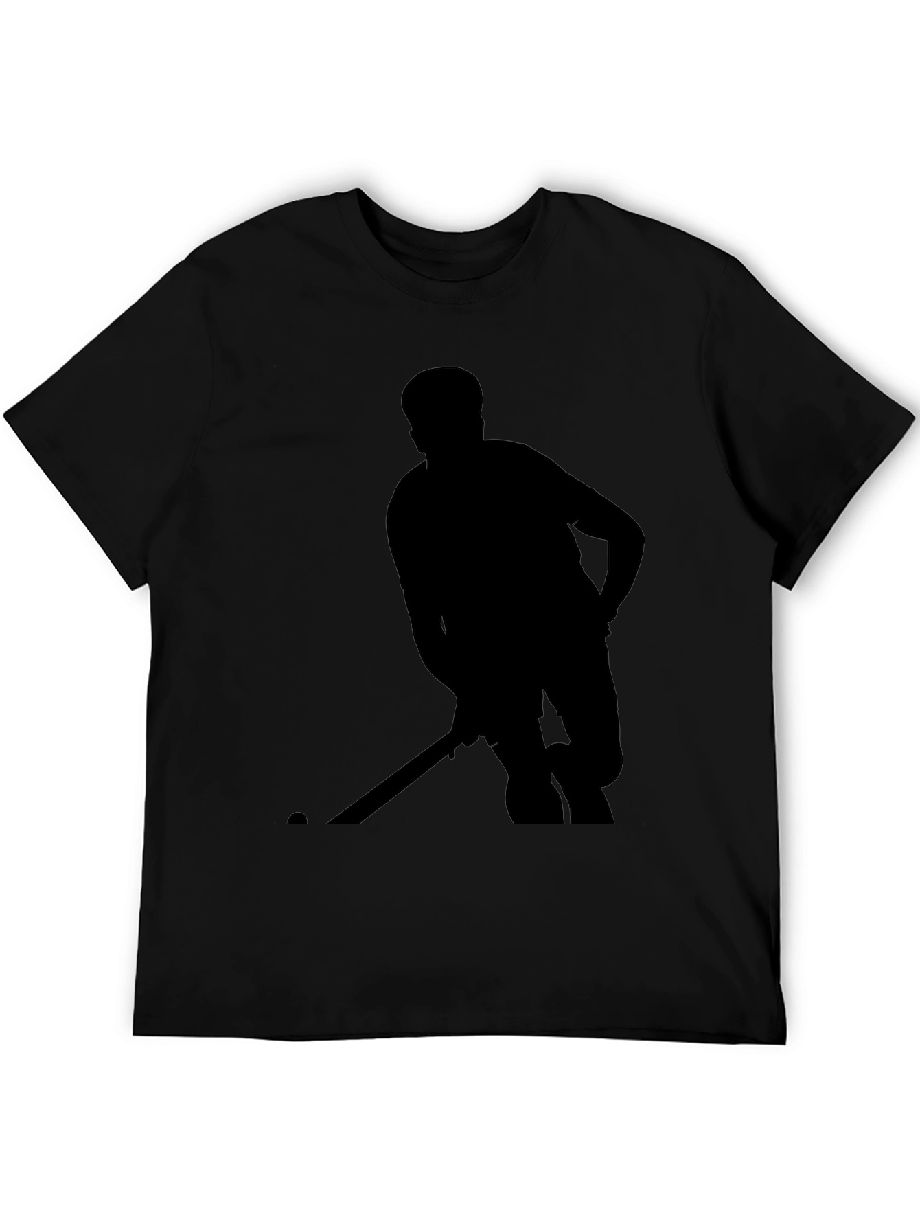 Black Hockey Player Silhouette T-Shirt view 5