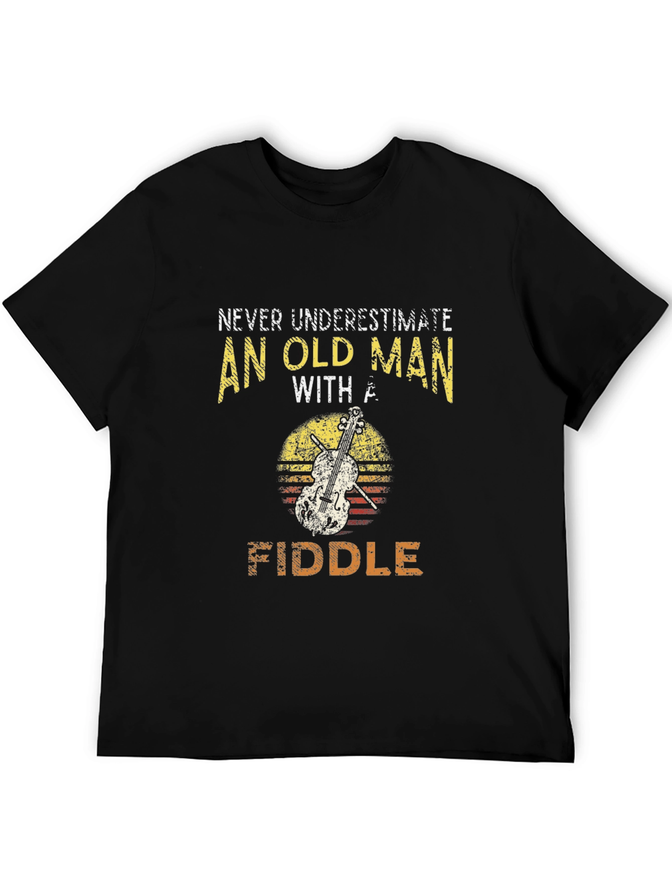 Black Never Underestimate an Old Man with a Fiddle T-Shirt view 5