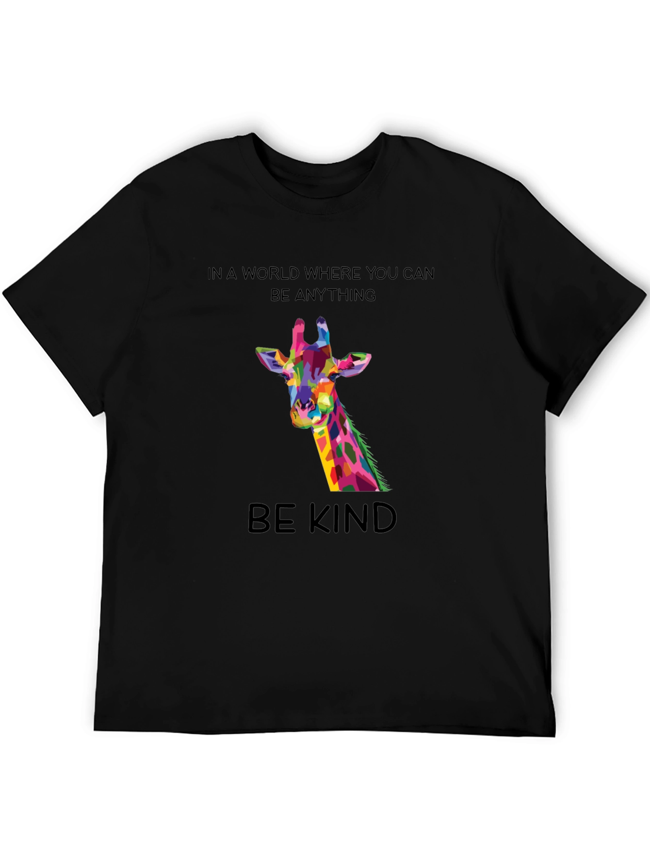 Black Be Kind Giraffe Tee - Unique Colorful Design view 5