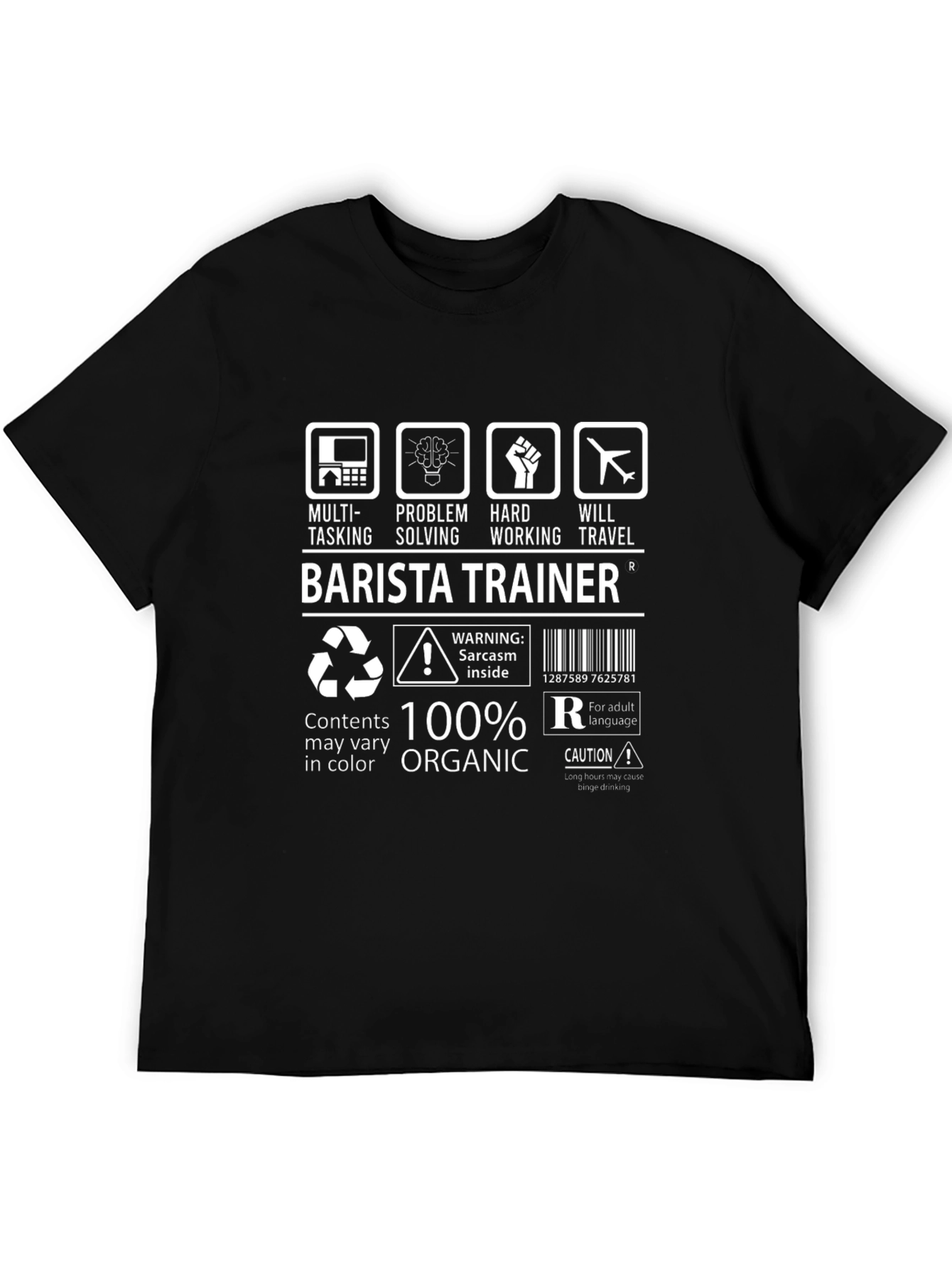 Black Barista Trainer T-Shirt: Multi-Tasking, Organic Humor Tee view 5