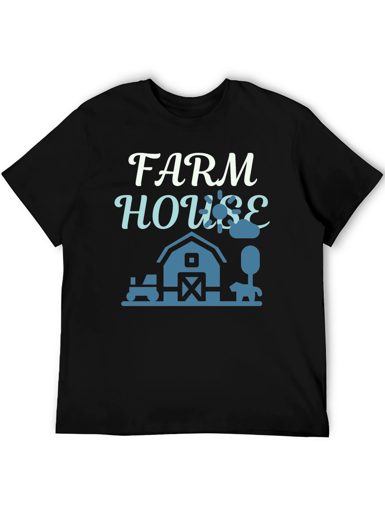 Black Farm House Graphic Tee - Black Cotton T-Shirt view 5