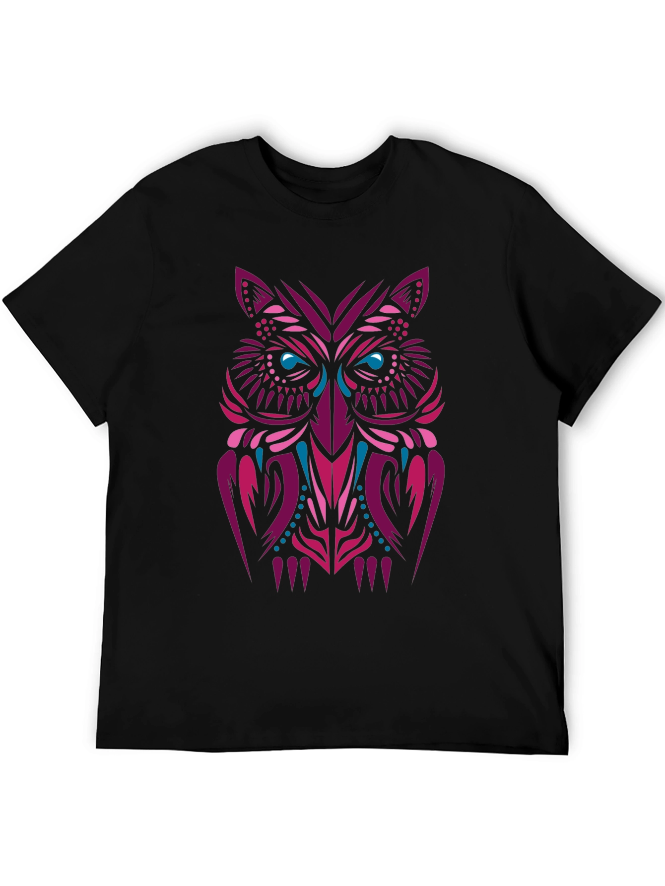 Tribal Owl Graphic Tee - Stylish Men's Black T-Shirt - 5