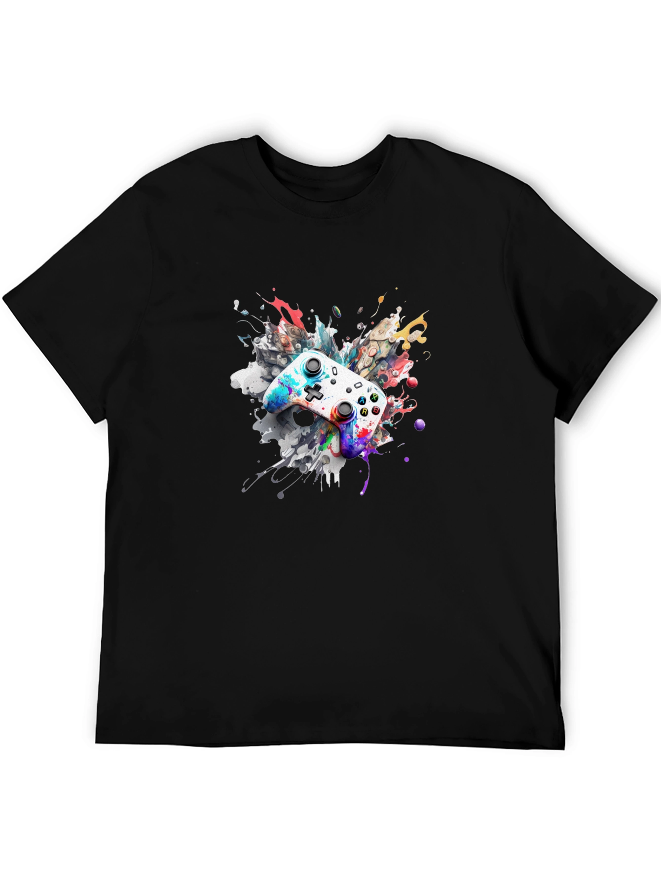 Black Colorful Gaming Controller T-Shirt view 5